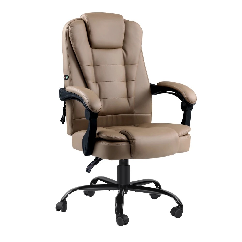 1 Artiss Massage Office Chair Executive Computer Gaming Chairs  PU Leather Espresso - Brown, 1 of 6