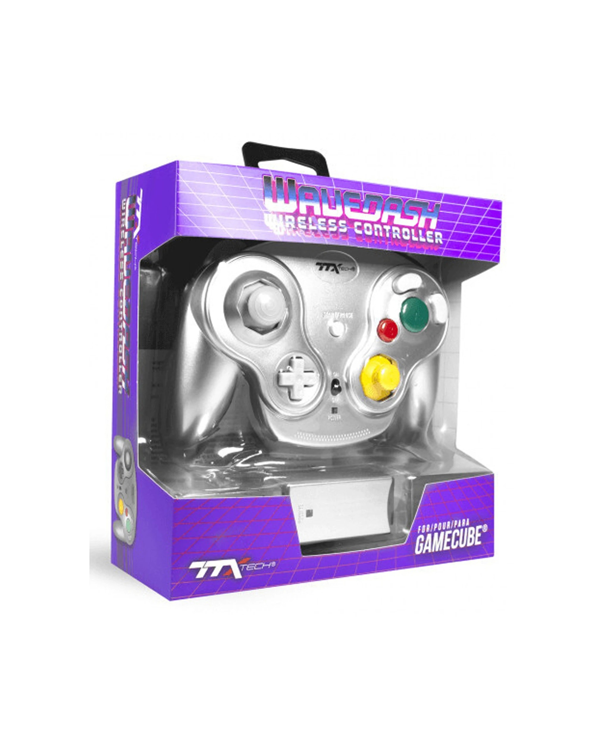 2 TTX-TECH NGC Gamecube Wireless Wavedash 2.4GHz Controller - Rumble Feedback
 - silver, 2 of 3