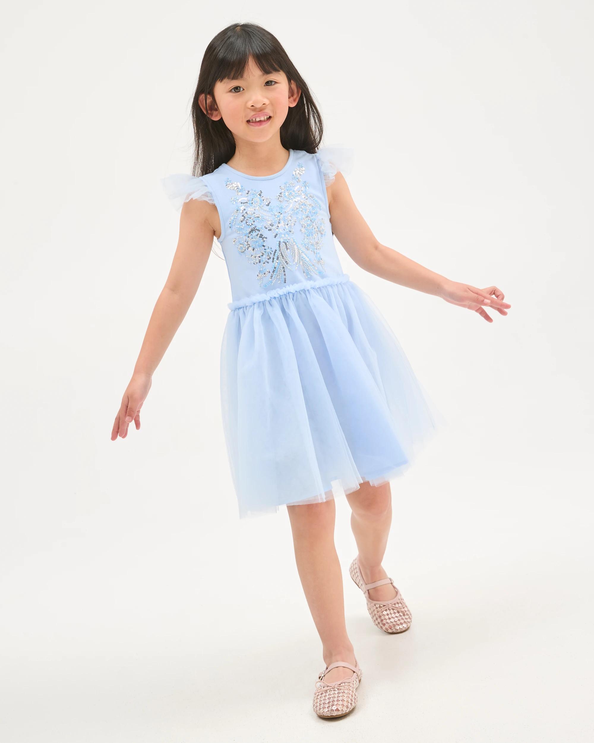1 Target Kids Occasion Princess Sequin Tulle Dress BLUE, 1 of 7