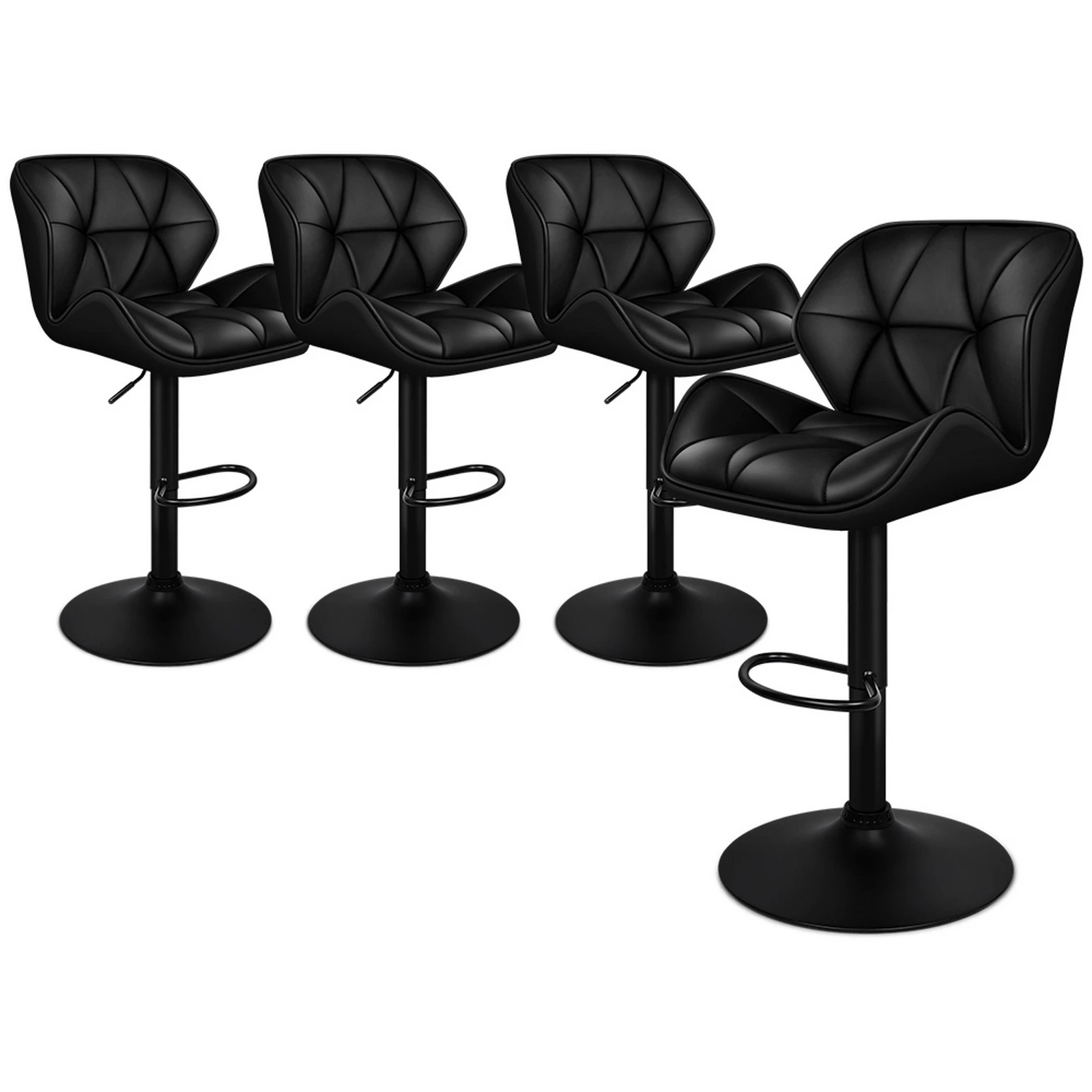 1 Alfordson 4x Bar Stools Willa Kitchen Gas Lift Swivel Chair Leather - Black, 1 of 9