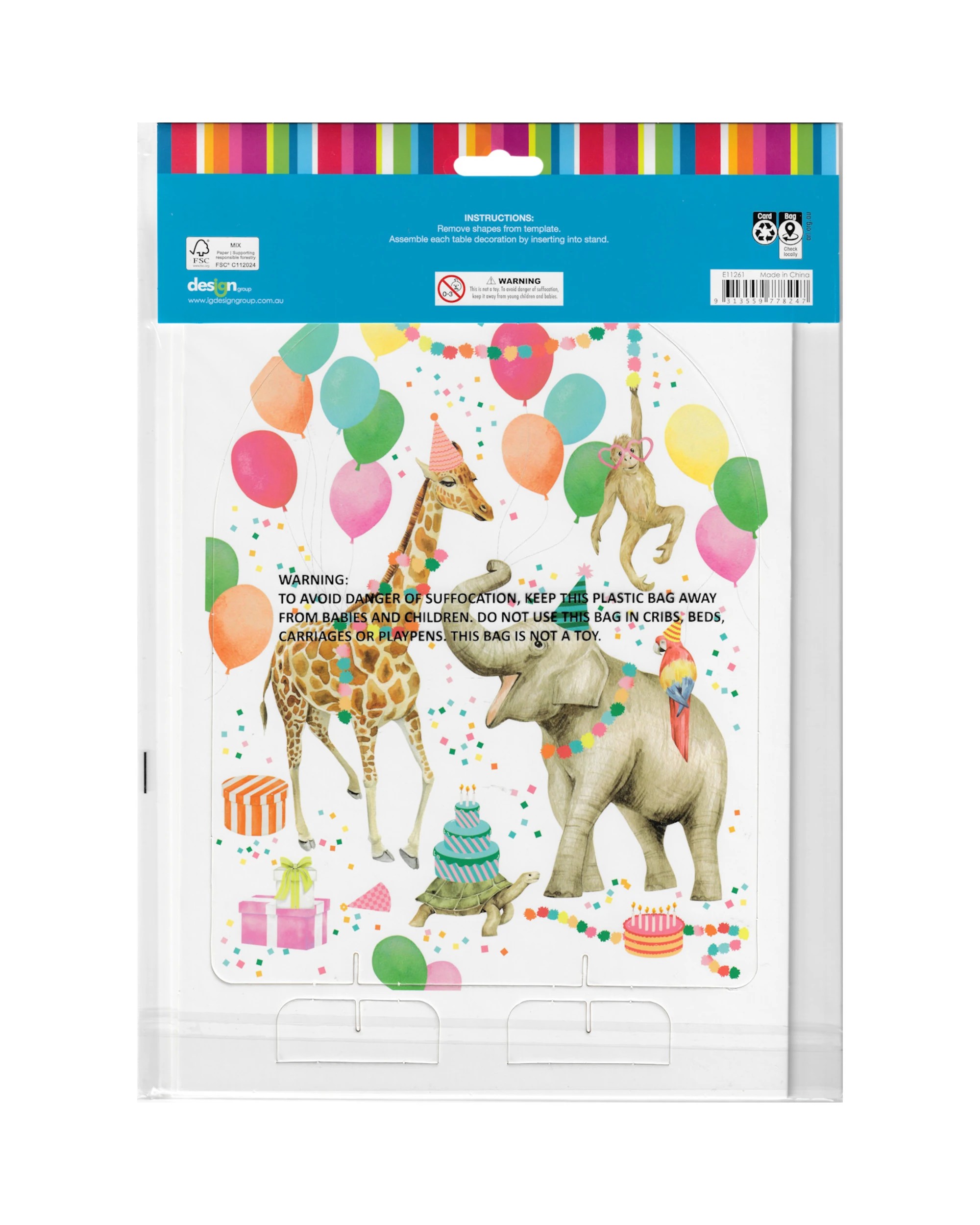 3 Artwrap Wild Party Animals Table Decorating Kit - Multi, 3 of 3