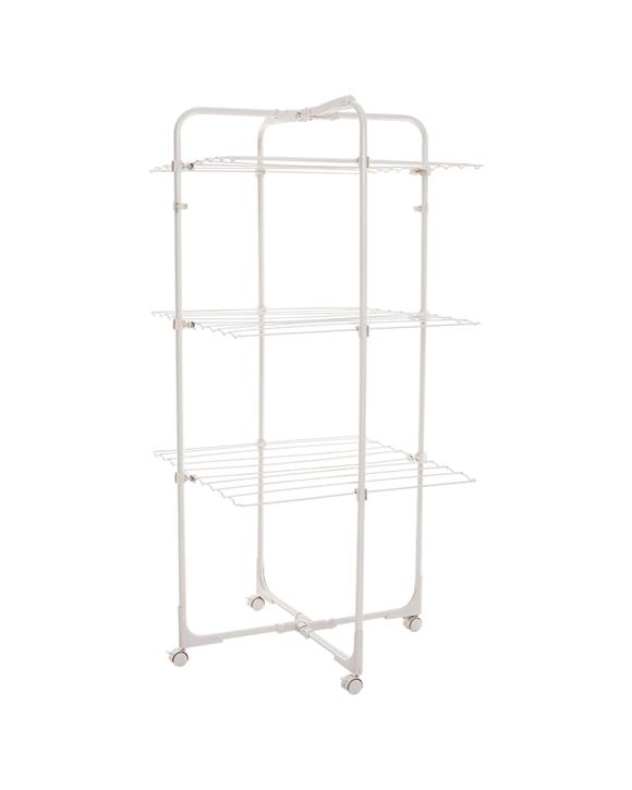 HILLS 19M 3 Tier Double Decker Mobile Tower Clothes Airer 60 Hooks Space Saving
 - white