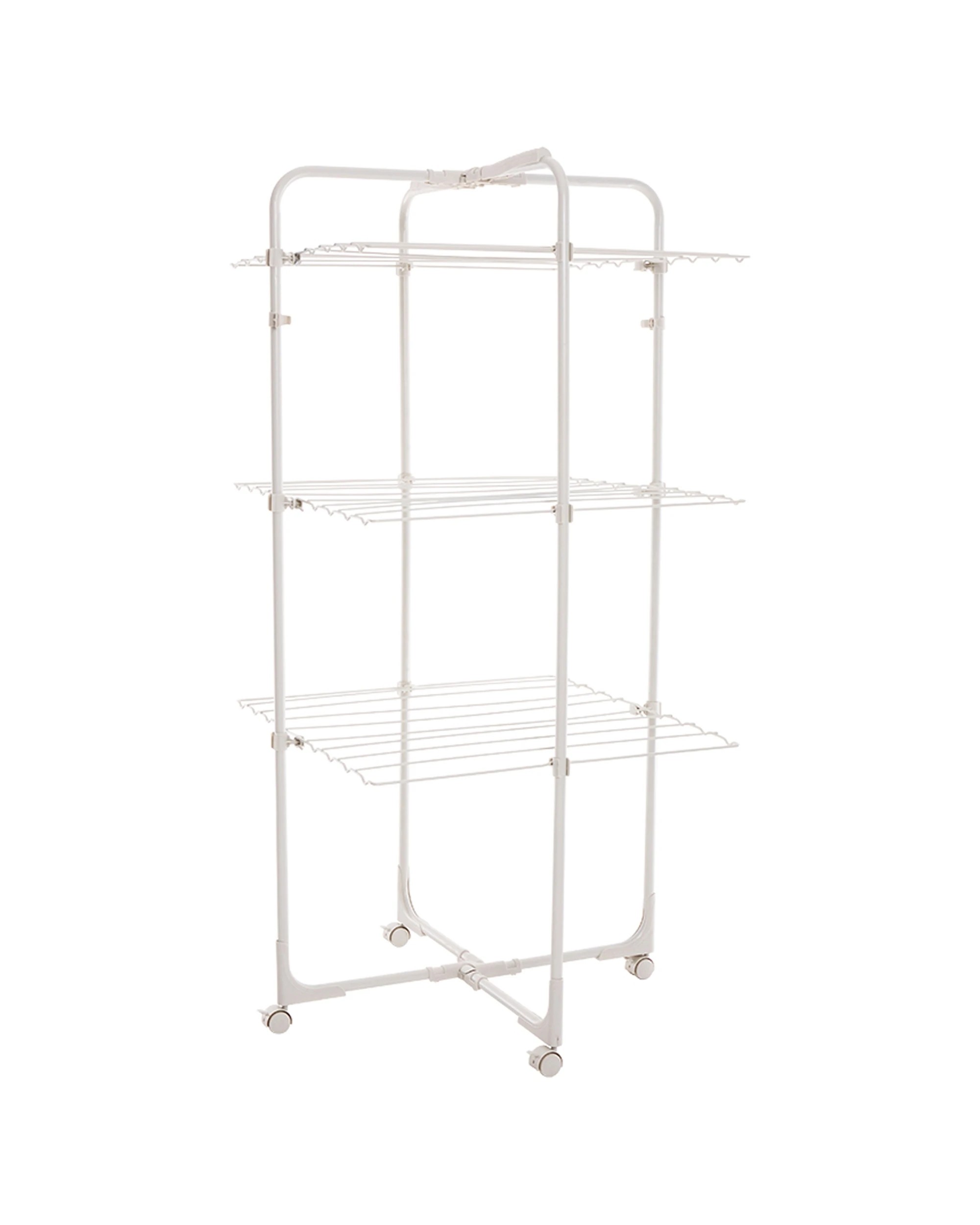 1 HILLS 19M 3 Tier Double Decker Mobile Tower Clothes Airer 60 Hooks Space Saving
 - white, 1 of 9