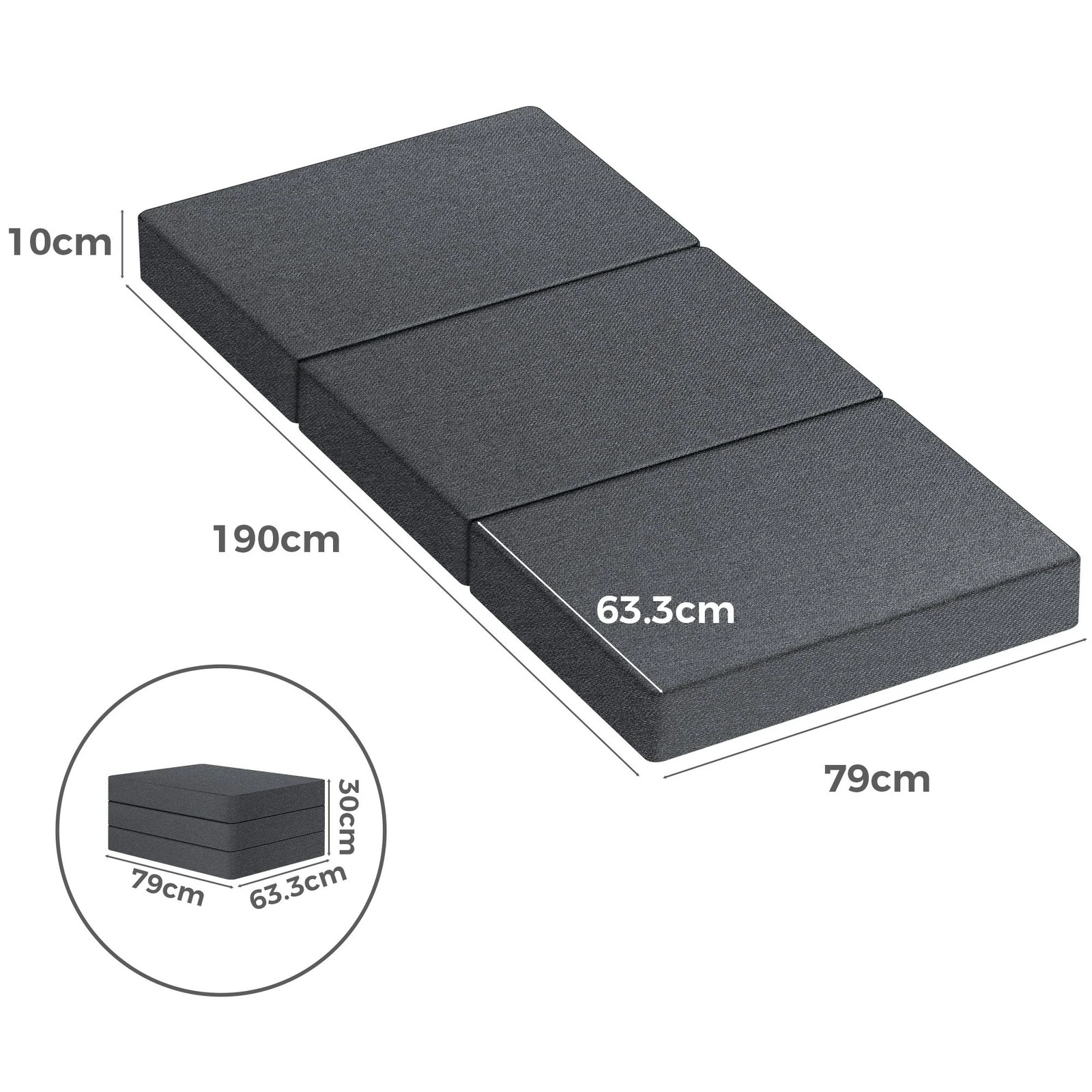 4 Starry Eucalypt Foldable Mattress Folding Foam Portable Linen 79x190CM - Grey, 4 of 4