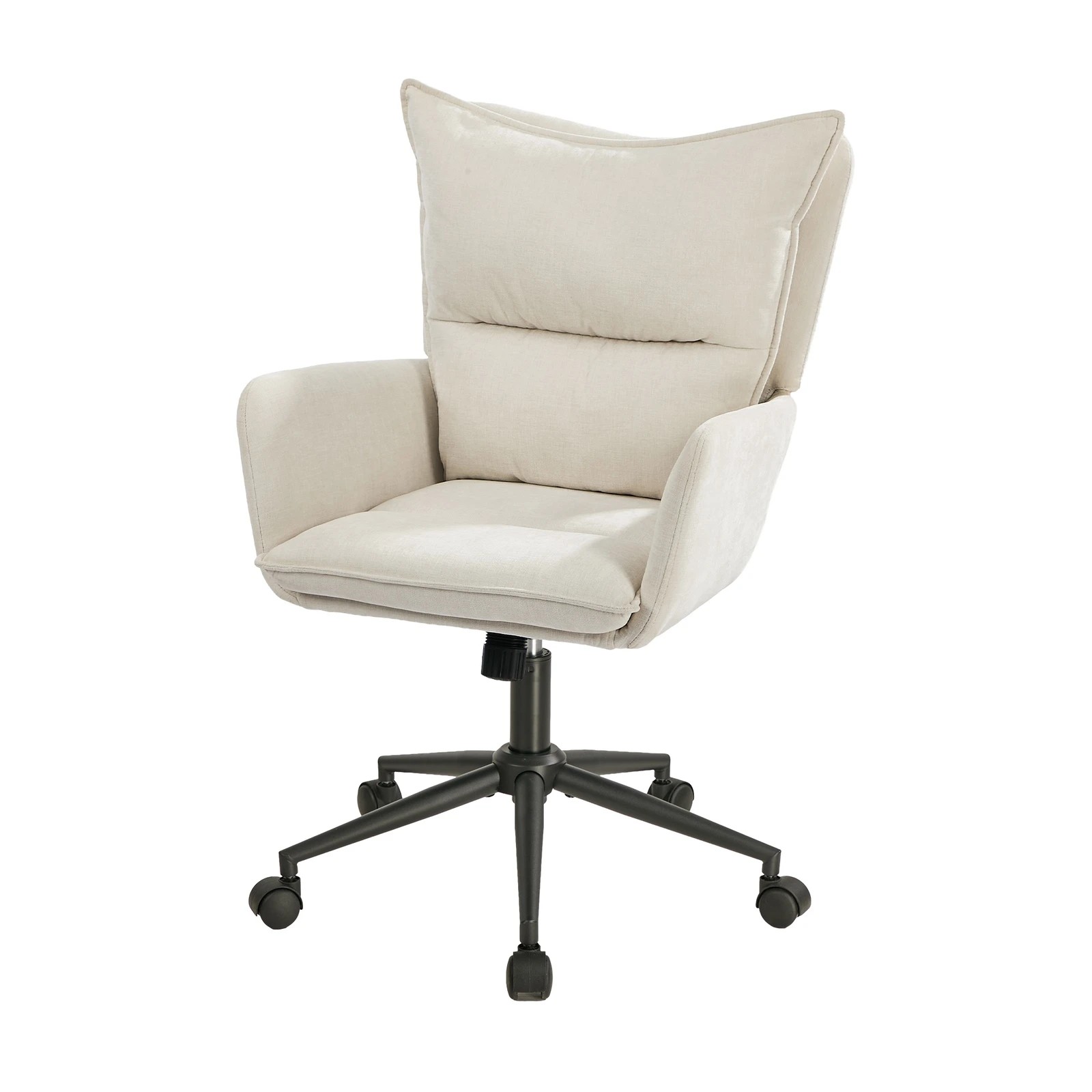 7 Oikiture Mid Back Office Chair Swivel Desk Chair Wide Seat Armrest - Beige, 7 of 7