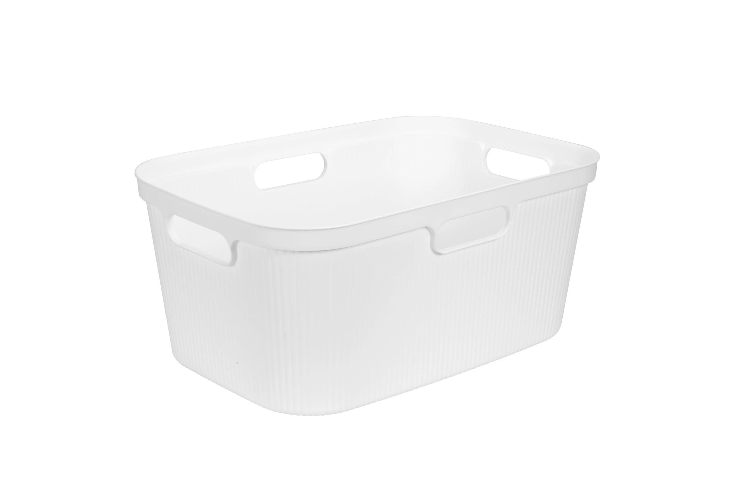 1 Ribbed Laundry Basket - White, 1 of 5