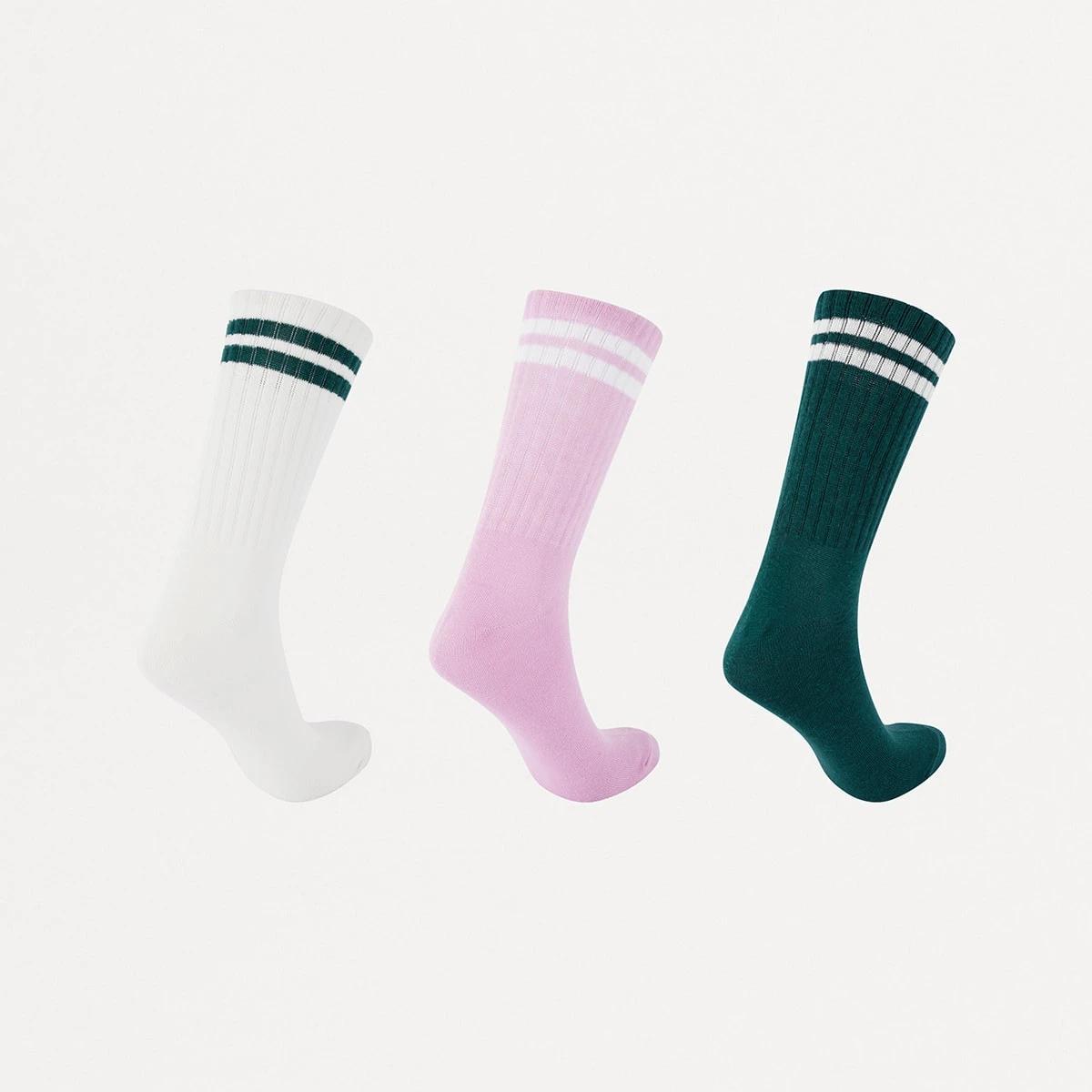 2 3 Pack Chunky Ribbed Full Crew Socks Green, 2 of 3