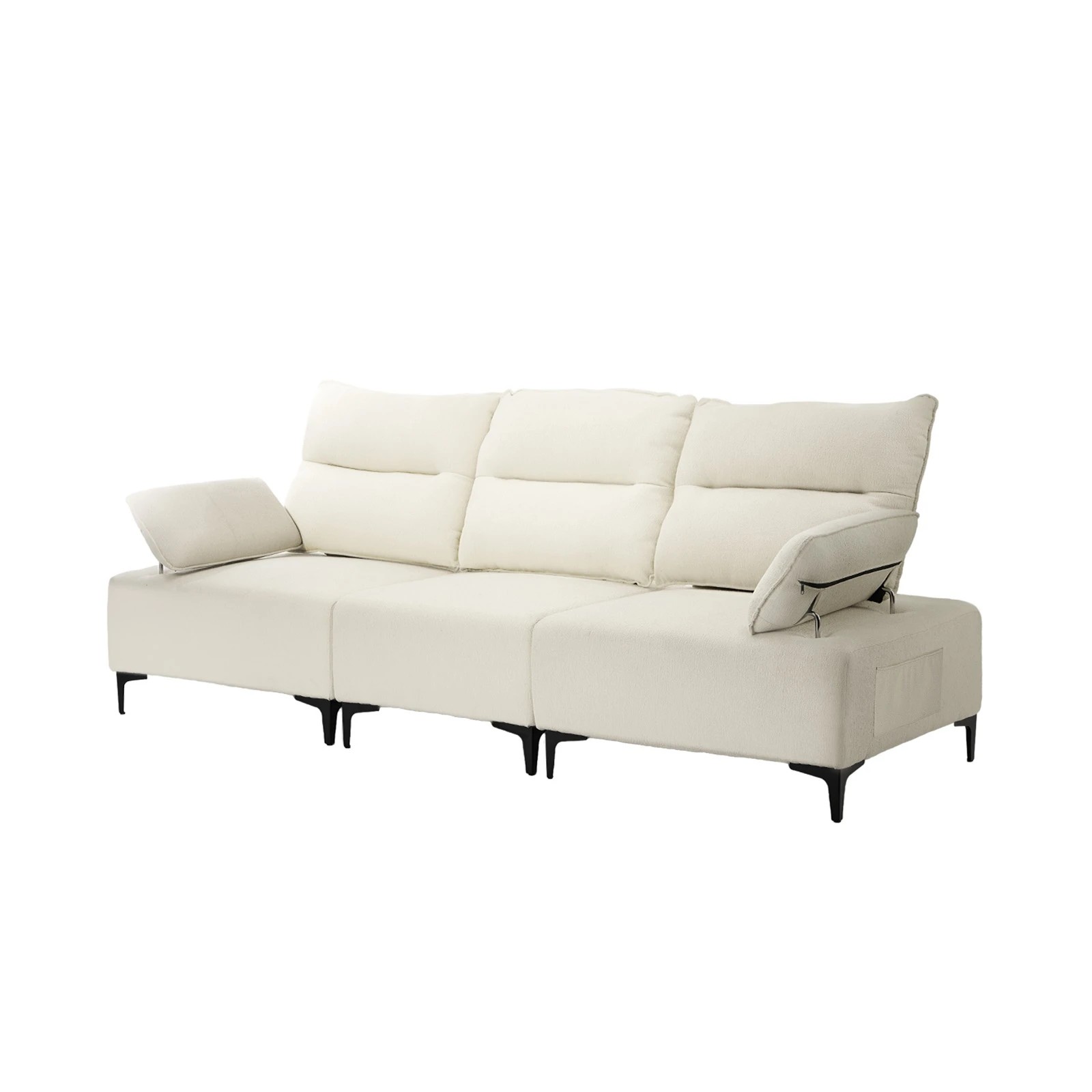 1 Oikiture 3 Seater Couch Sofa Chenille - Beige, 1 of 10