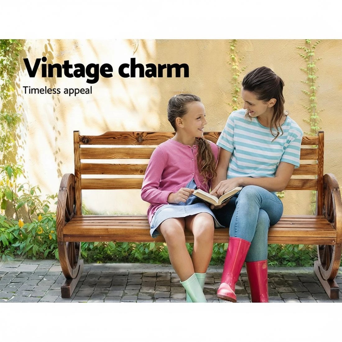 3 Gardeon Outdoor Garden Bench Wooden 3 Seat Wagon Chair Lounge Patio Furniture - Brown, 3 of 5