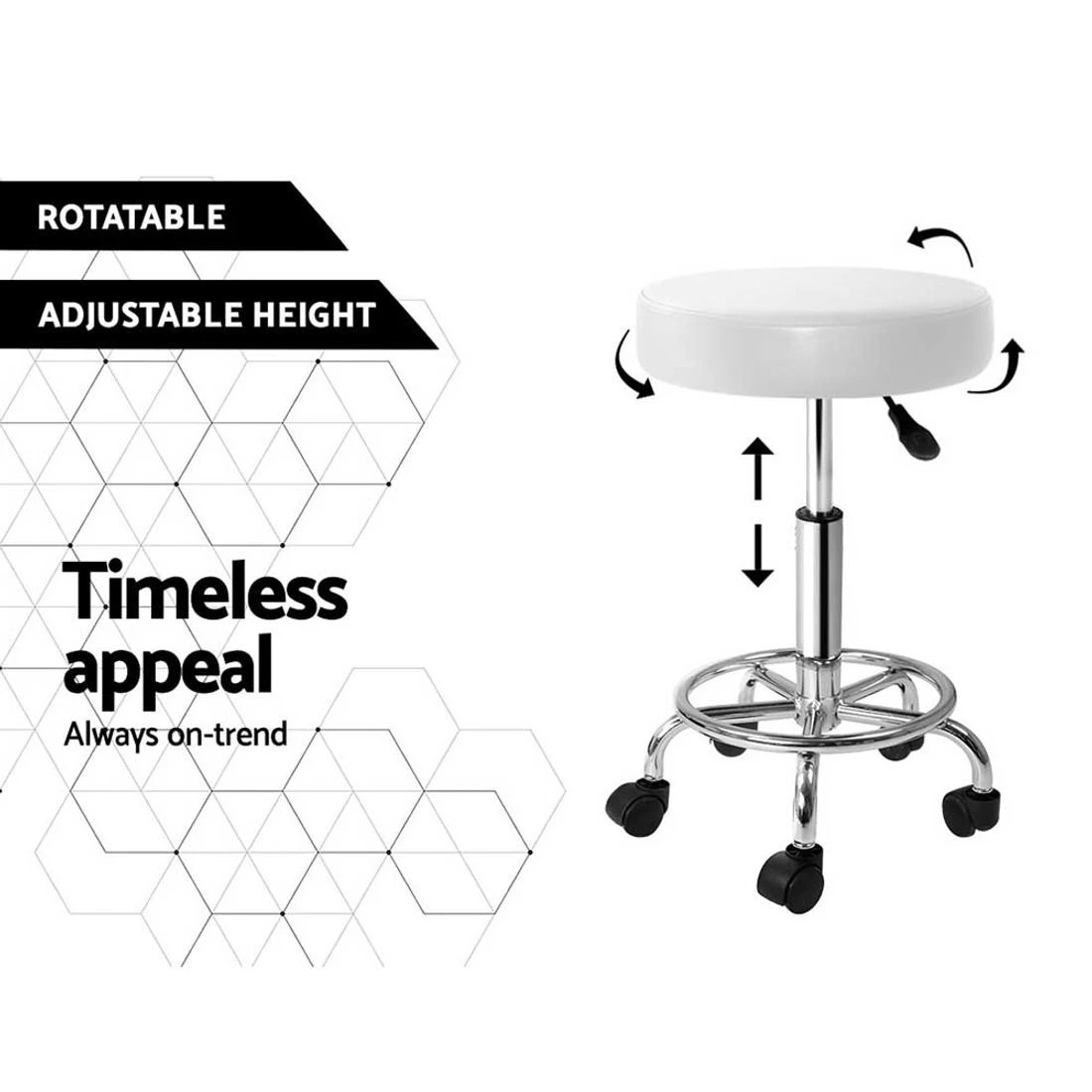 5 Artiss Salon Stool Round Swivel Chair - White, 5 of 6