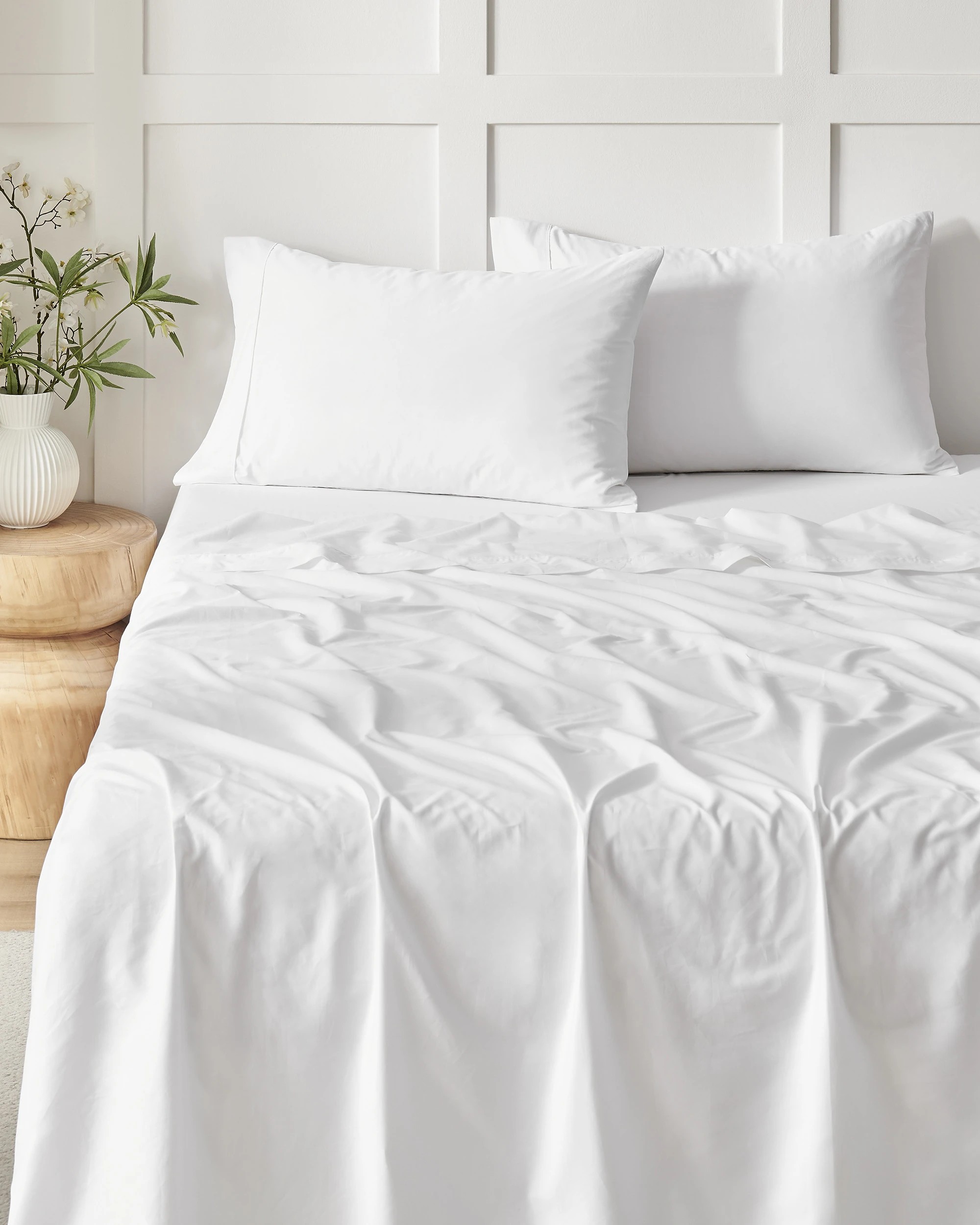 2 Dreamaker 400TC Premium Cotton Sateen Sheet Set - Queen Bed - White, 2 of 7