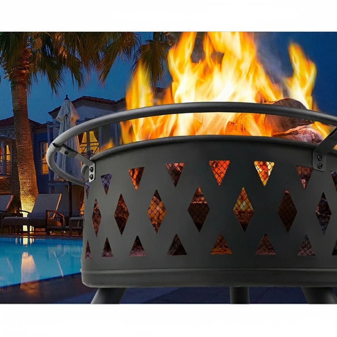 3 Grillz Fire Pit BBQ Grill 82cm - Multi, 3 of 7