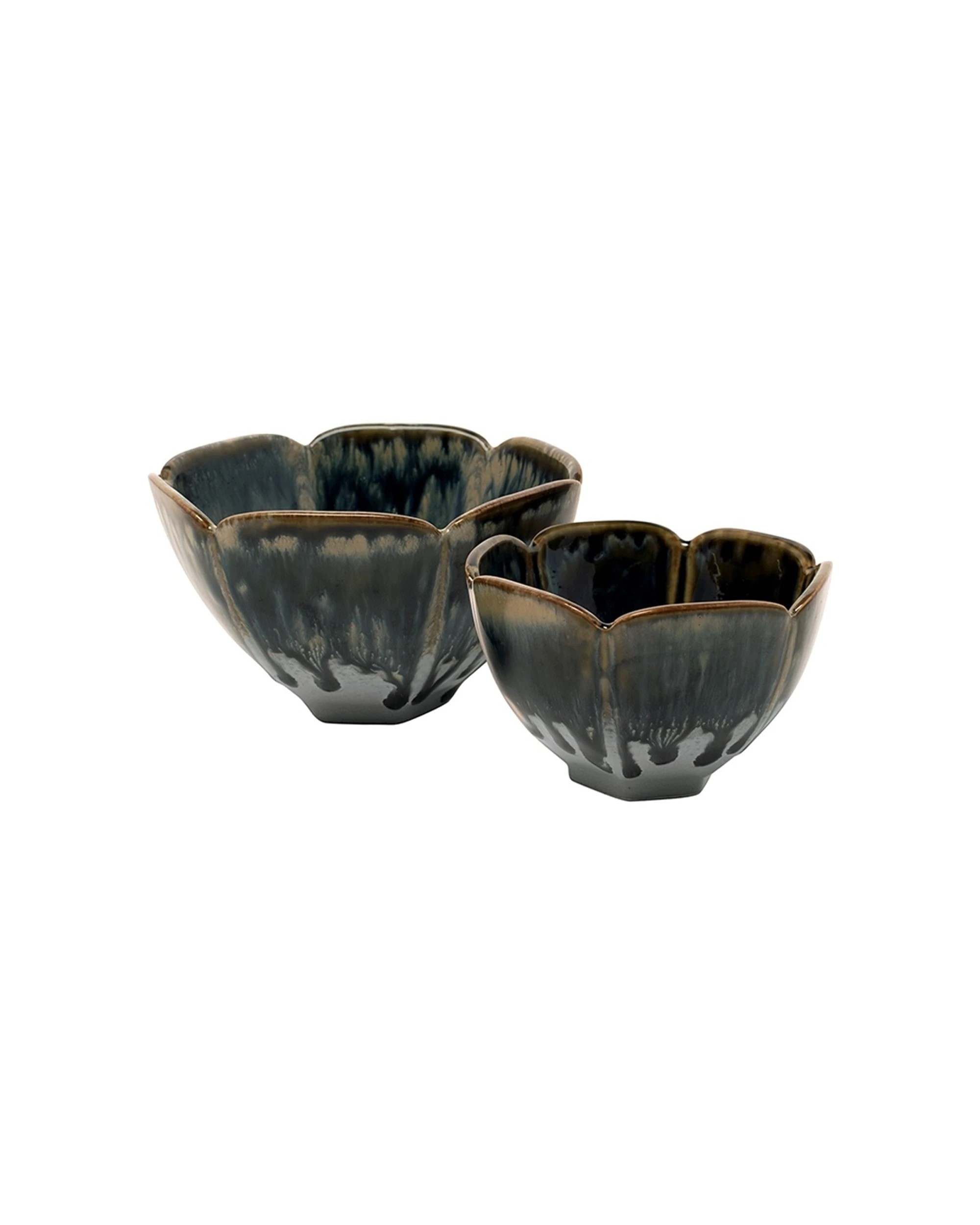 1 Ecology 2pc Midnight Matte Glaze Gretta Dip Bowls Set Pottery Serveware - Black, 1 of 1