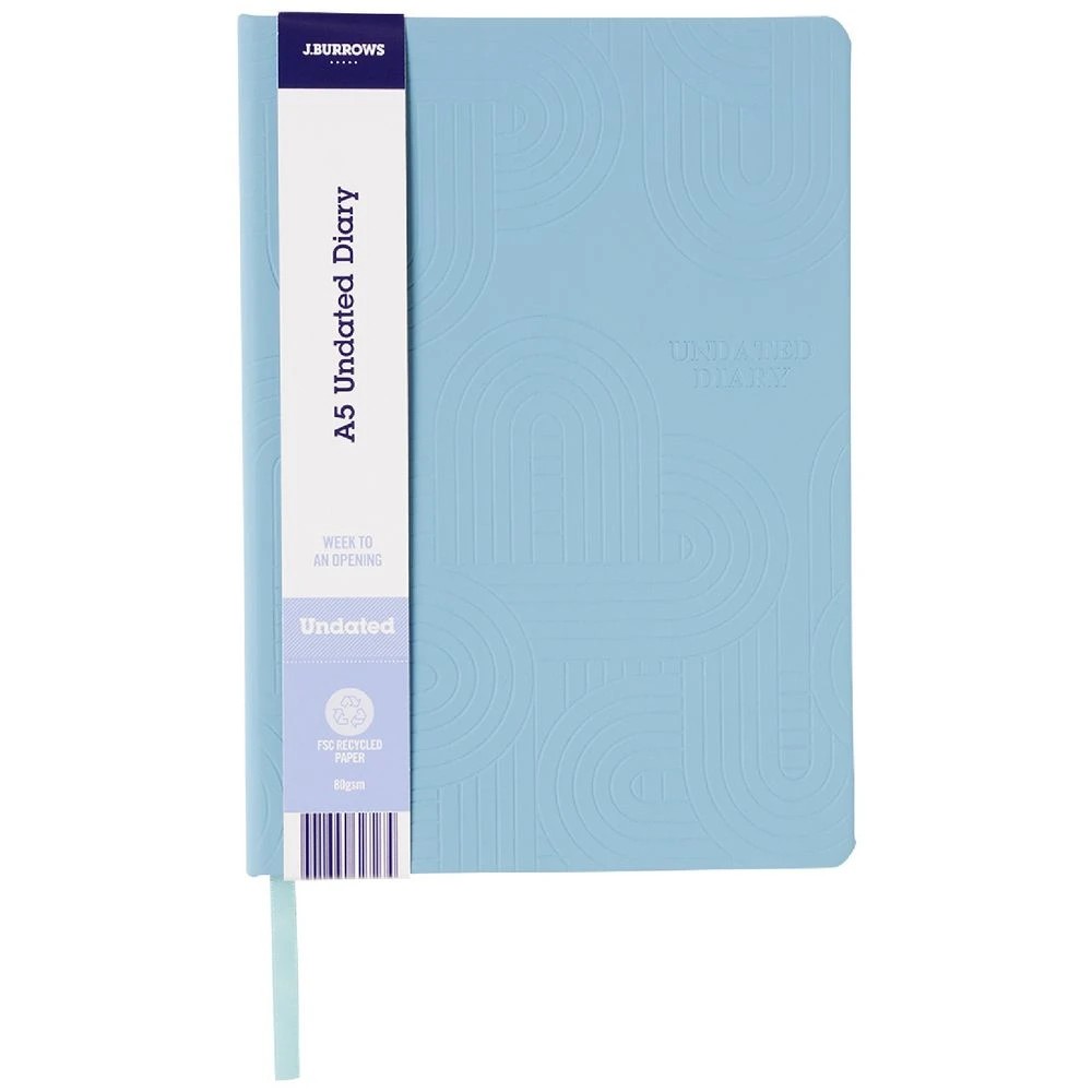 2 J.Burrows A5 Week to View 2025 Embossed Diary Blue, 2 of 8