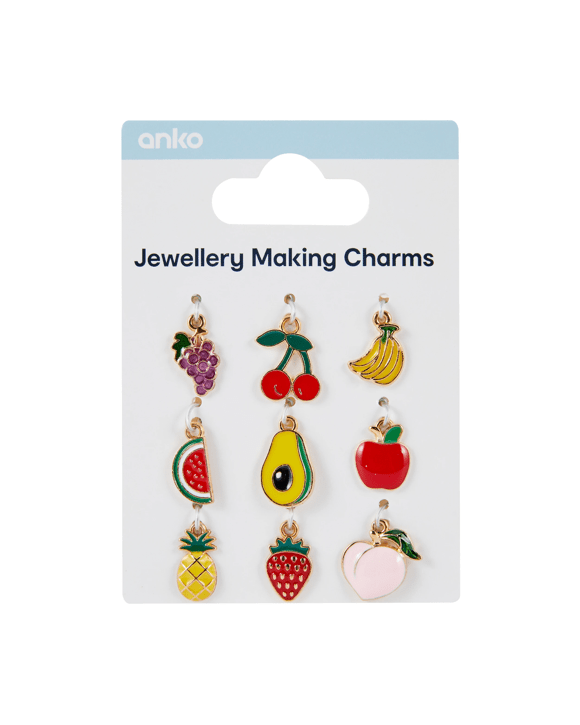 9 Piece Jewellery Making Charms - Fruit