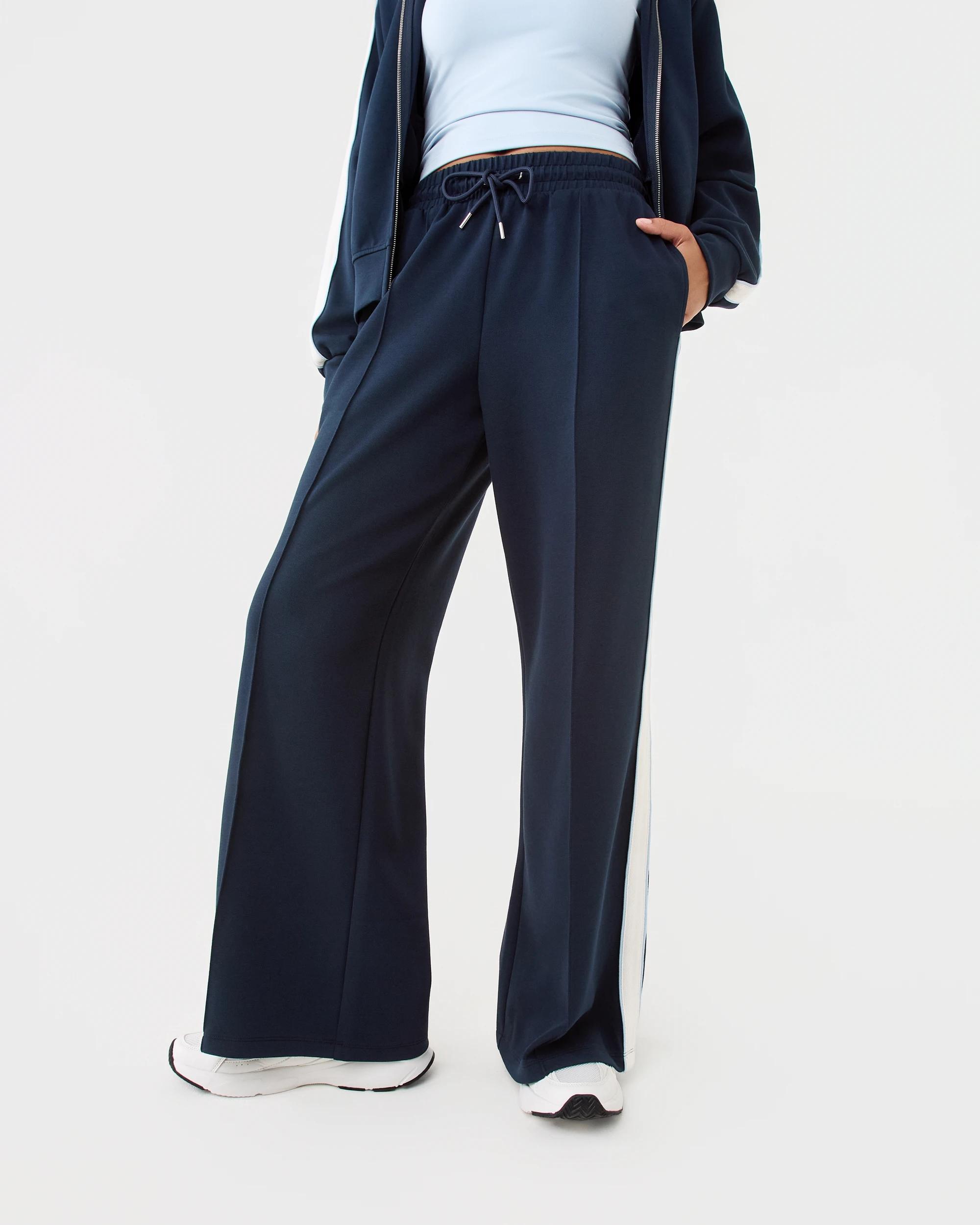 1 Active Womens Retro Wide Leg Trackpants Shade Navy, 1 of 8