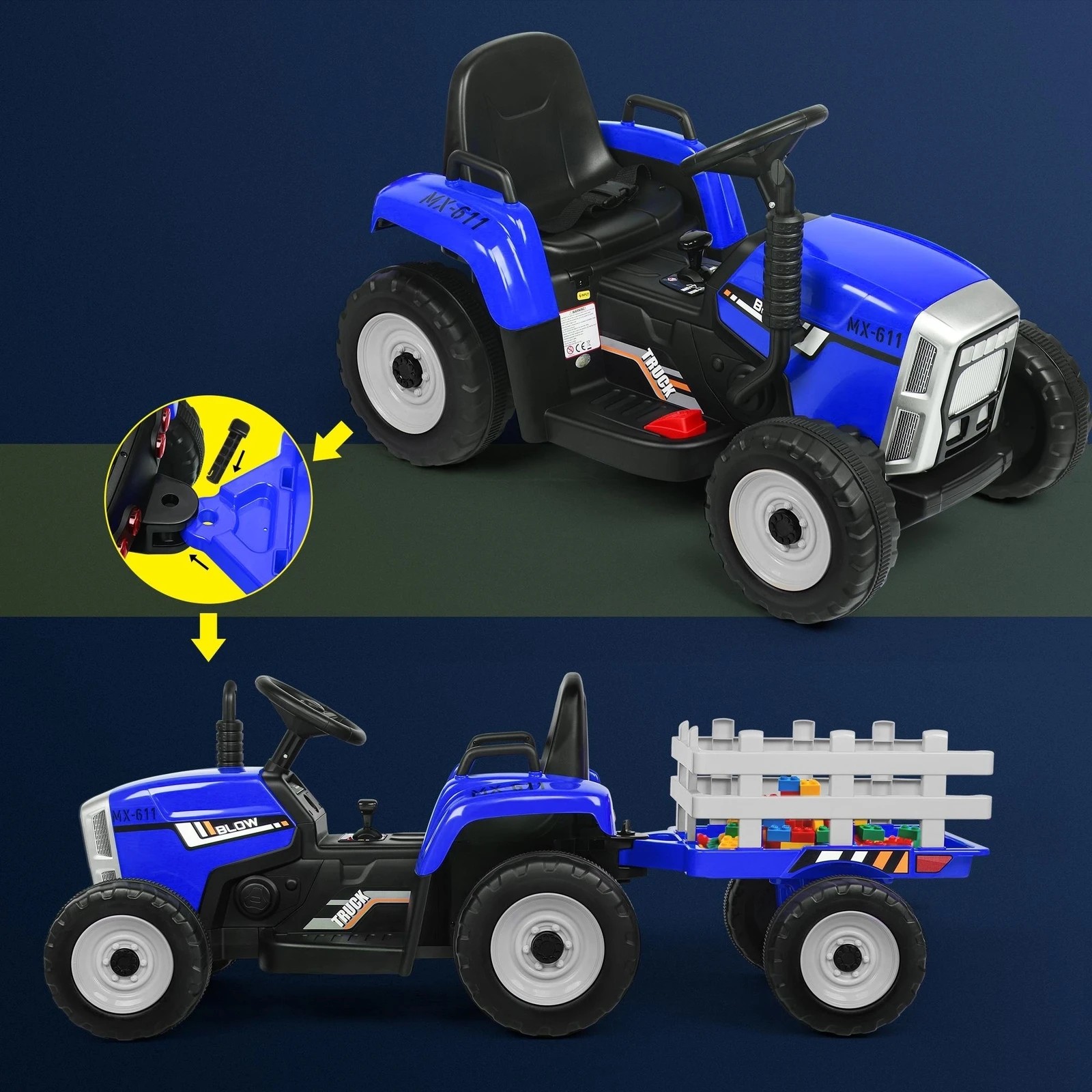 10 Alfordson Kids Ride On Car Tractor 12V Electric Toy Vehicle Child Toddlers - Blue, 10 of 10