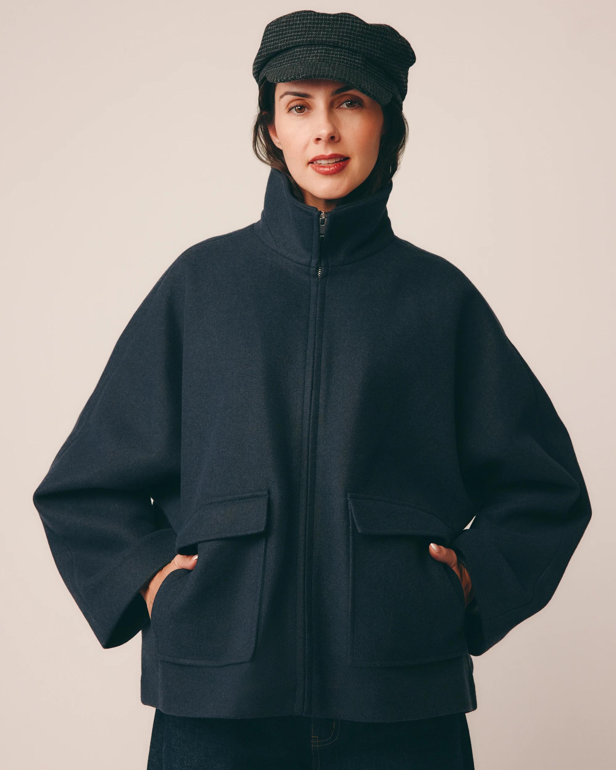 8 Target Woman Brushed Collar Zip Through Jacket NAVY MARLE, 8 of 9