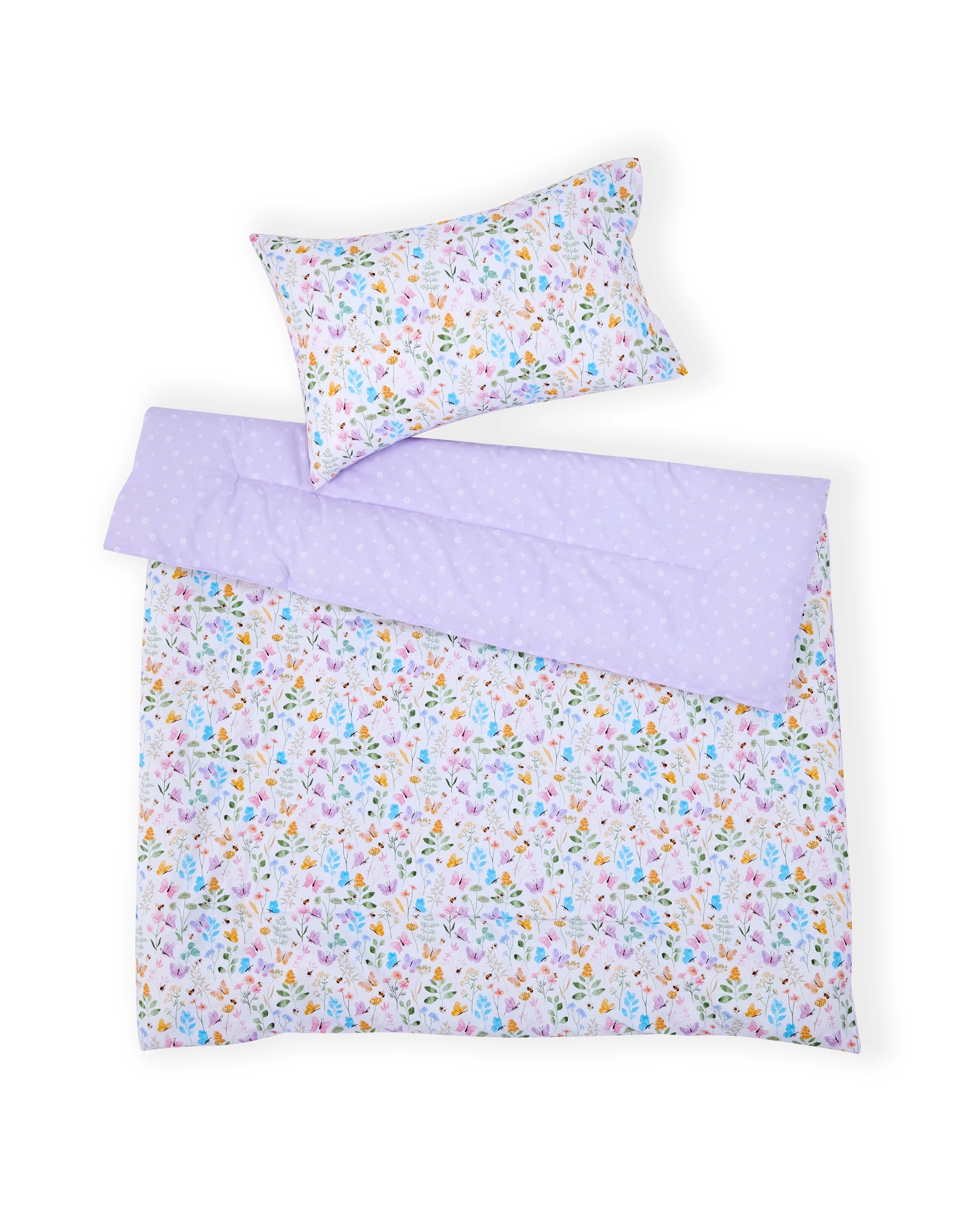 1 Reversible Cotton Cover Cot Comforter Set - Butterfly, 1 of 6