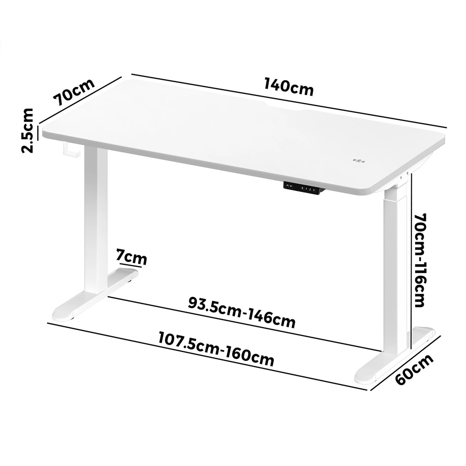 4 Oikiture Electric Standing Desk With Wireless Charging Dual Motor 140cm
 - White, 4 of 4