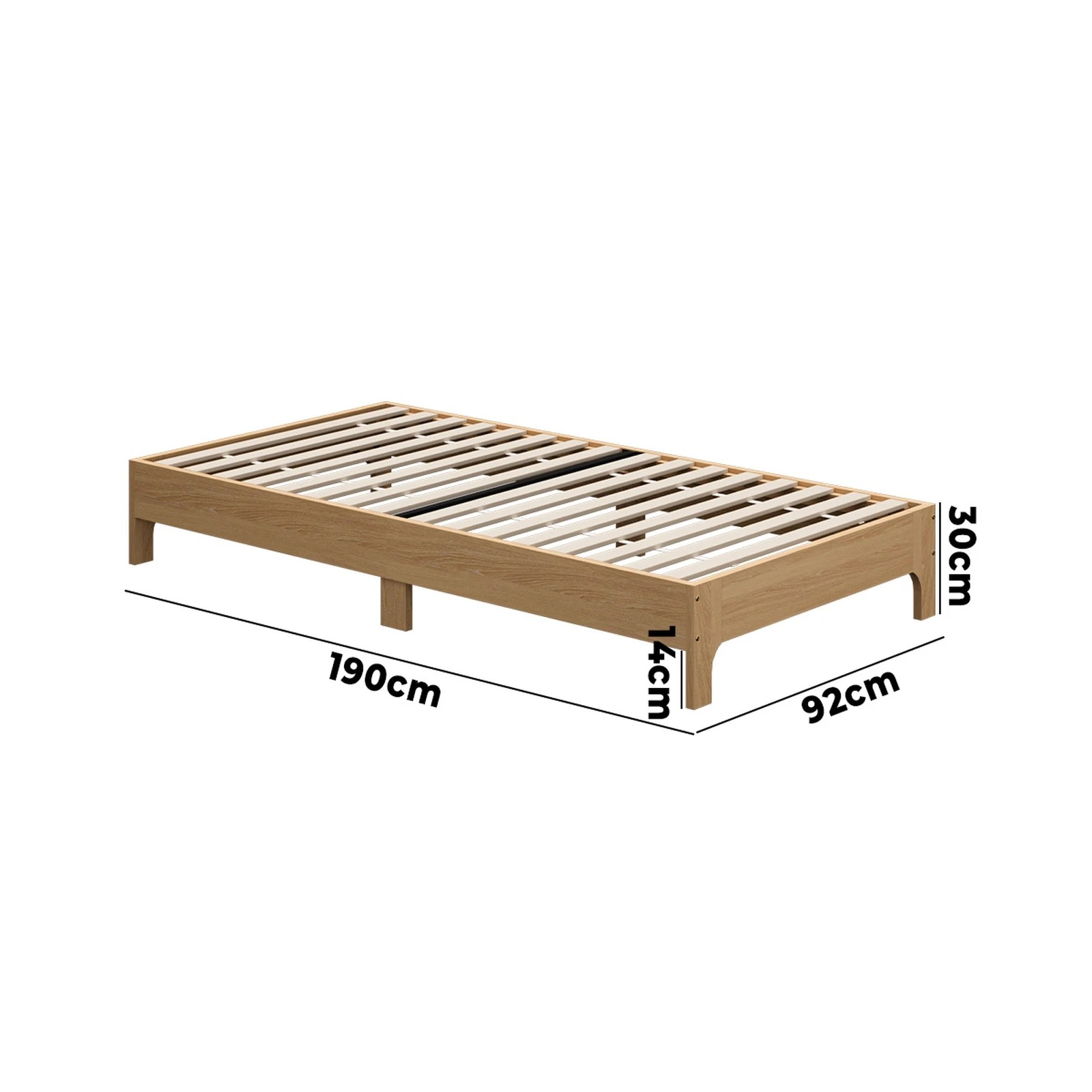 2 Oikiture Bed Frame Wooden Mattress Base Platform Beds - Single Bed - Natural, 2 of 9