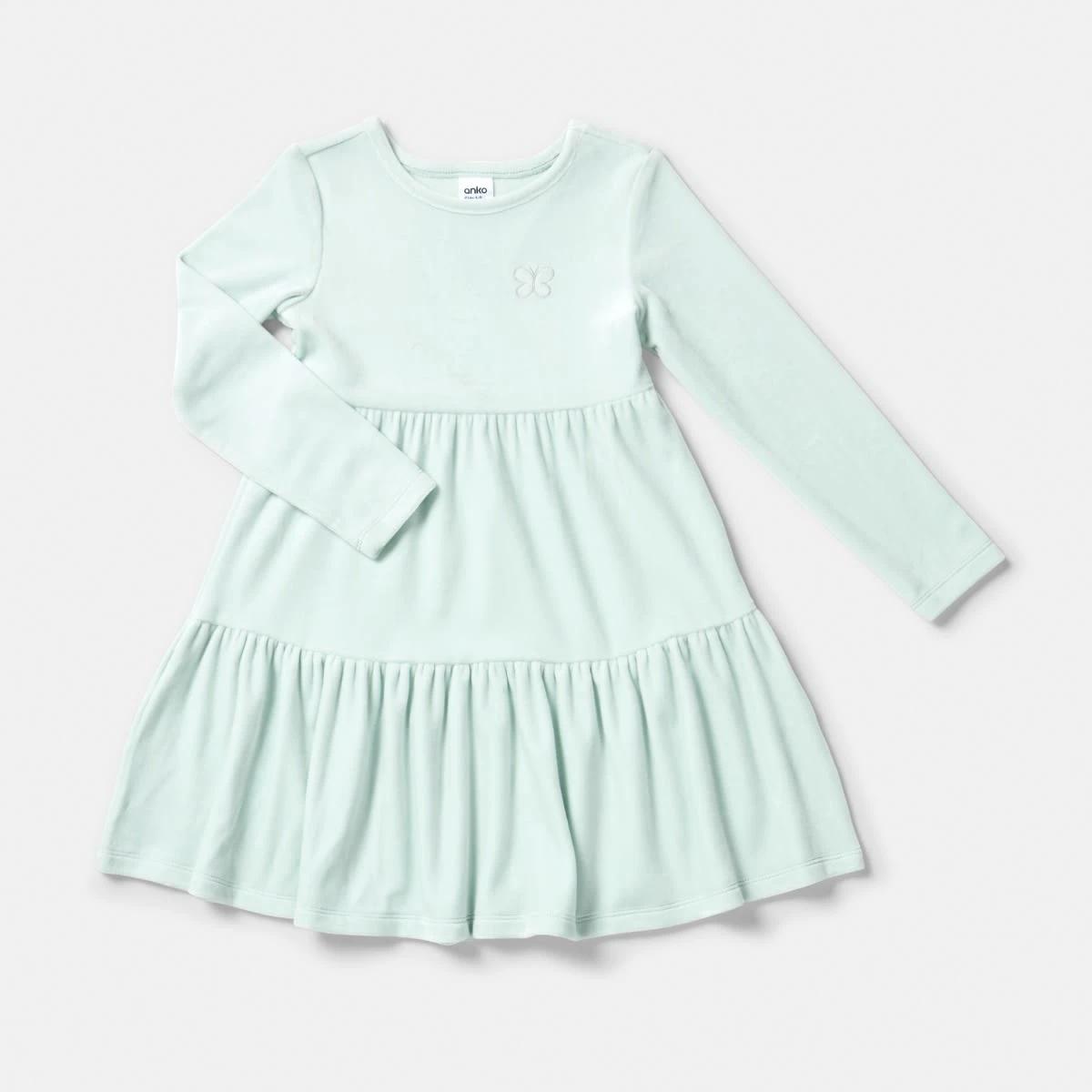 8 Long Sleeve Velour Tier Dress Butterfly, 8 of 9
