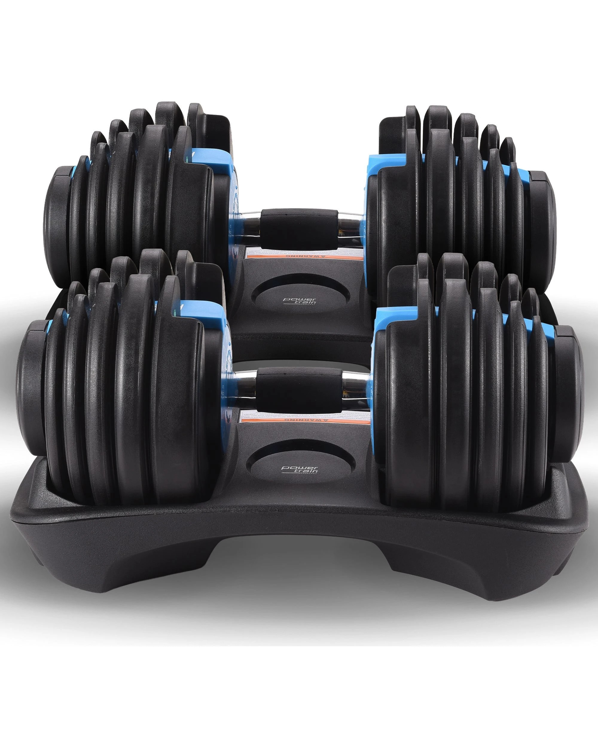 4 Powertrain 48kg Adjustable Dumbbell Set Home Gym Exercise Equipment Weights Blue, 4 of 7