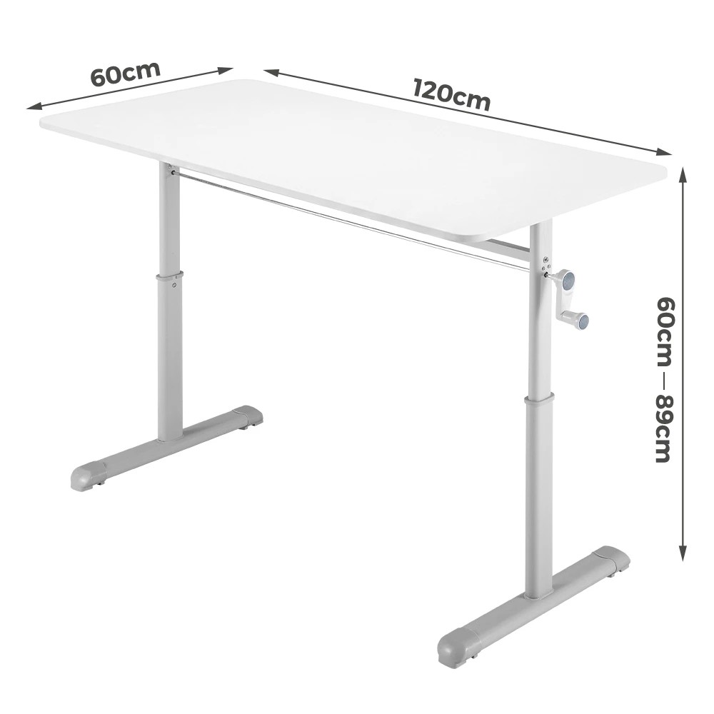 2 PlayPals Kids Desk Hand Crank Adjustable Standing Table 120x60cm - White, 2 of 3