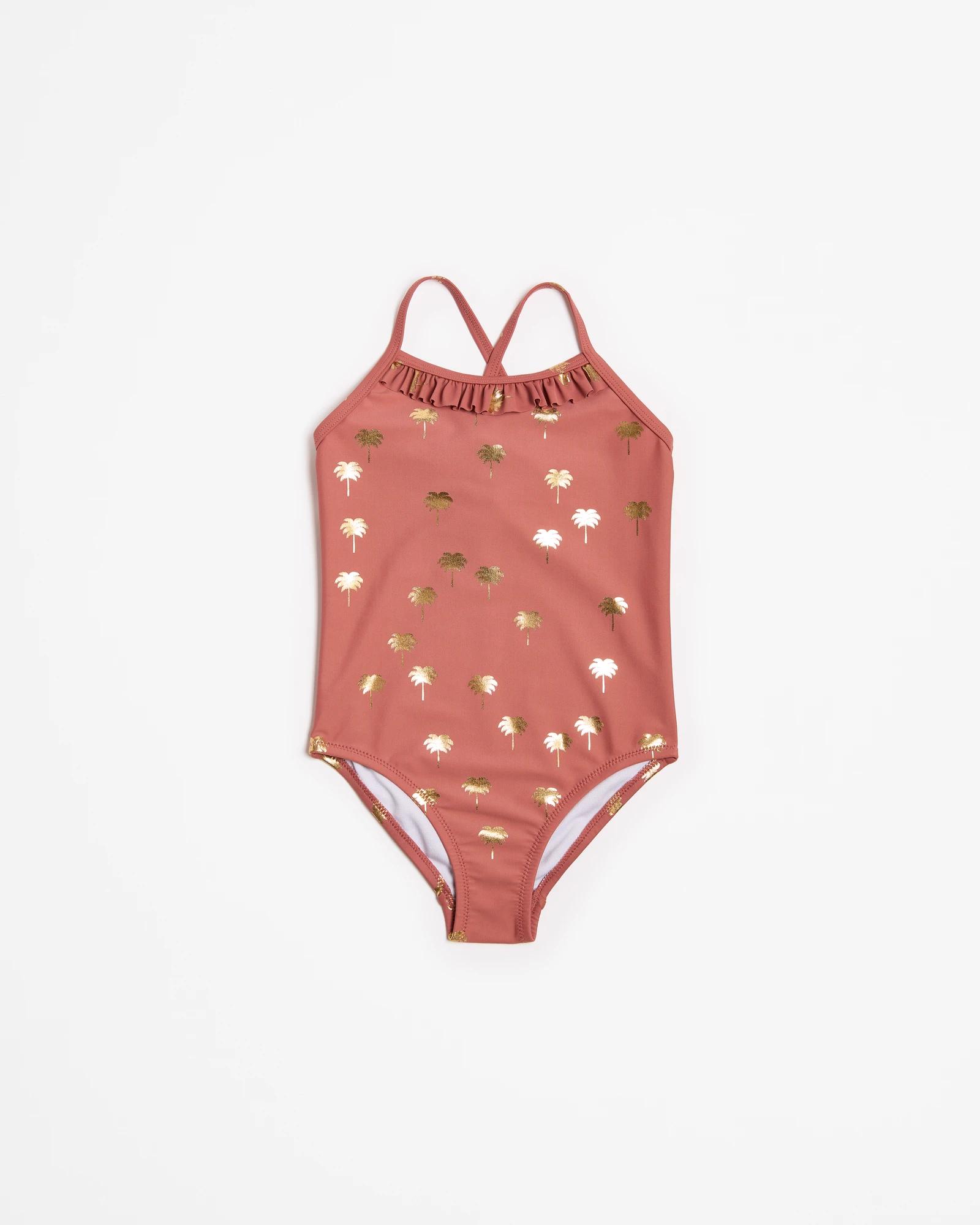 1 Target Metallic Print One Piece Swim Suit BROWN, 1 of 3