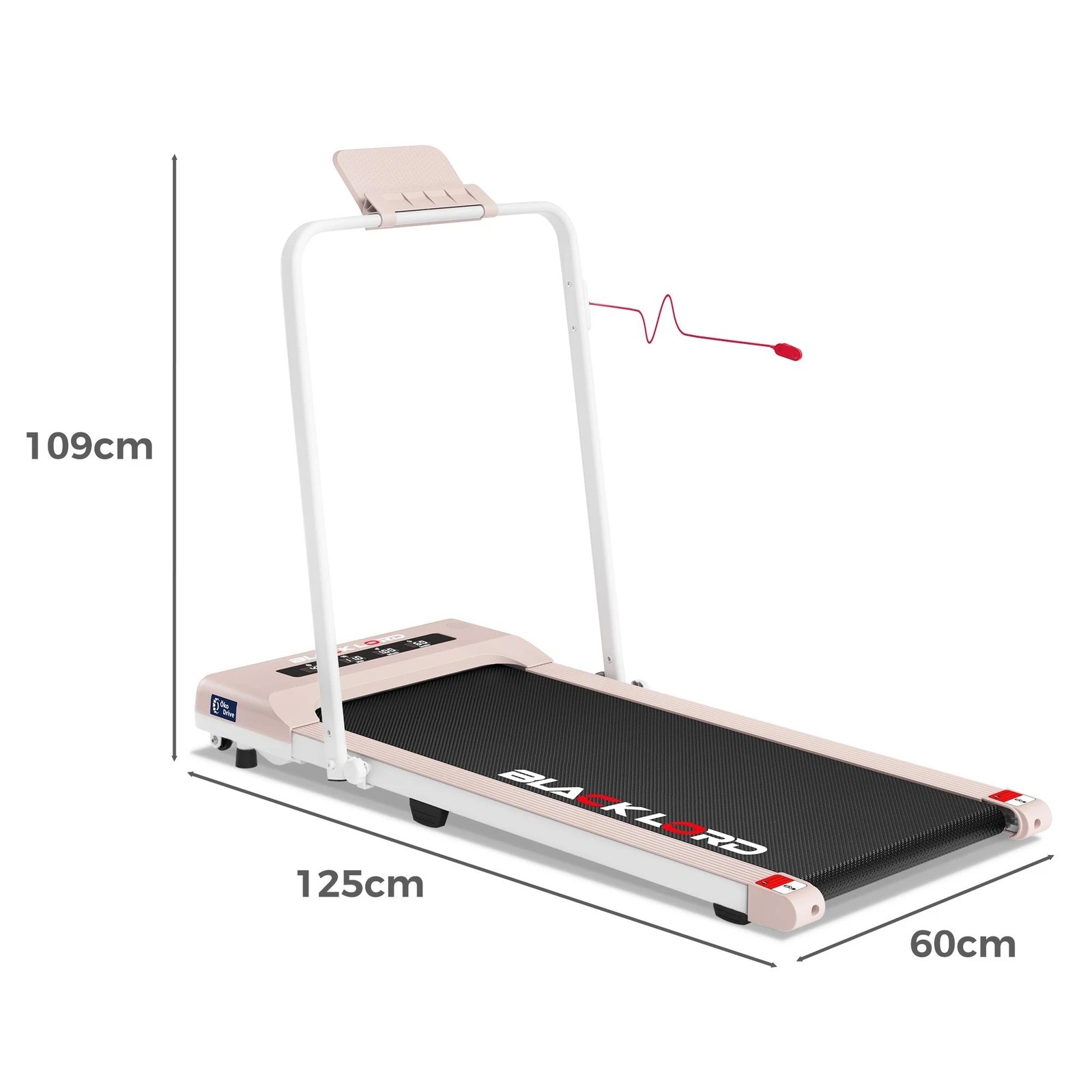 3 Black Lord Treadmill Electric Walking Pad Under Desk Foldable 40cm Belt - Pink, 3 of 10