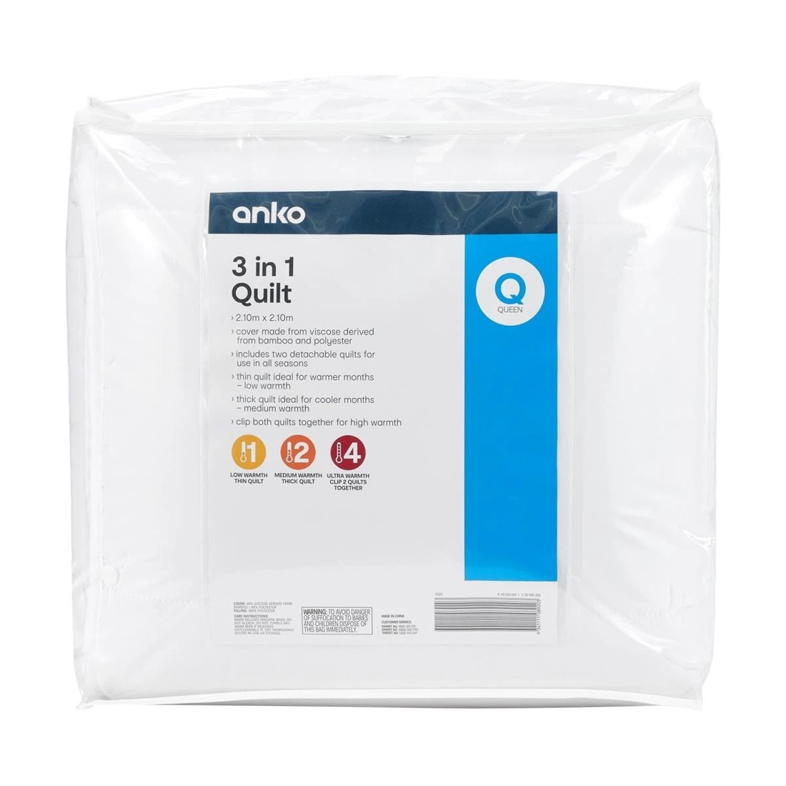 1 3-in-1 Quilt - Queen Bed, White, 1 of 7