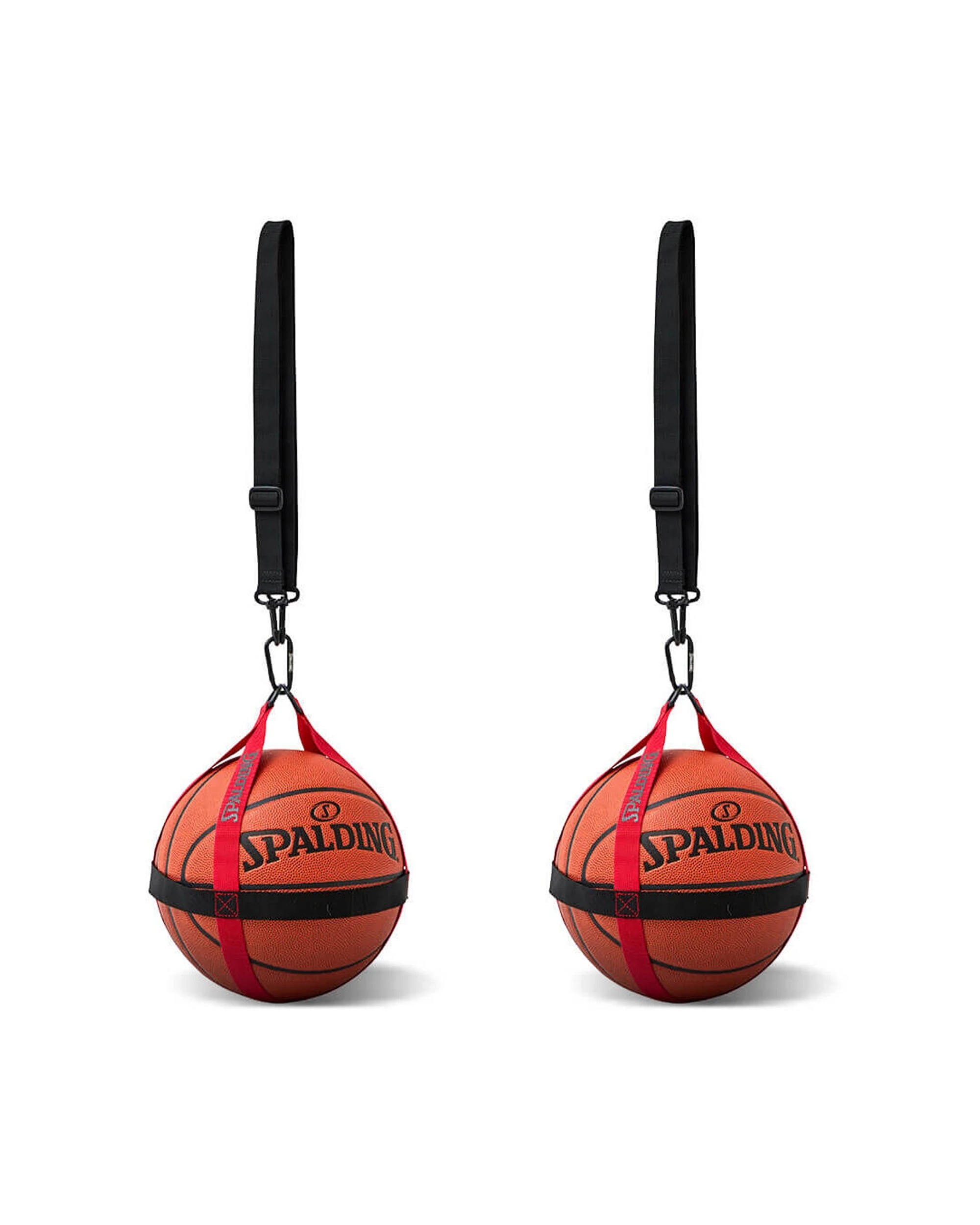 1 Spalding Basketball Harness 2 Pack Carry Bag Clip Fits Size 5-7 Polyester - Black, 1 of 5