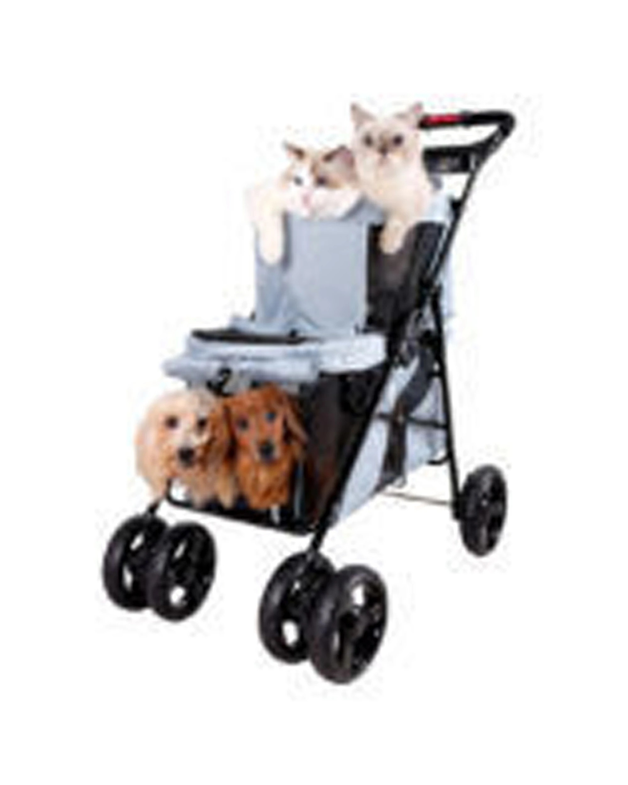 3 Ibiyaya Double Decker Pet Stroller For Multiple Pets Scratch Resistant - Grey, 3 of 6