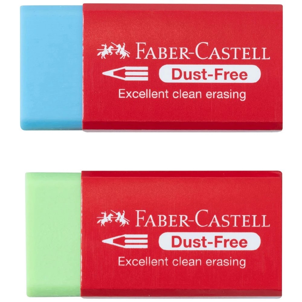 2 Faber Castell Dust-Free Eraser 2 Pack Blue/Green, 2 of 2