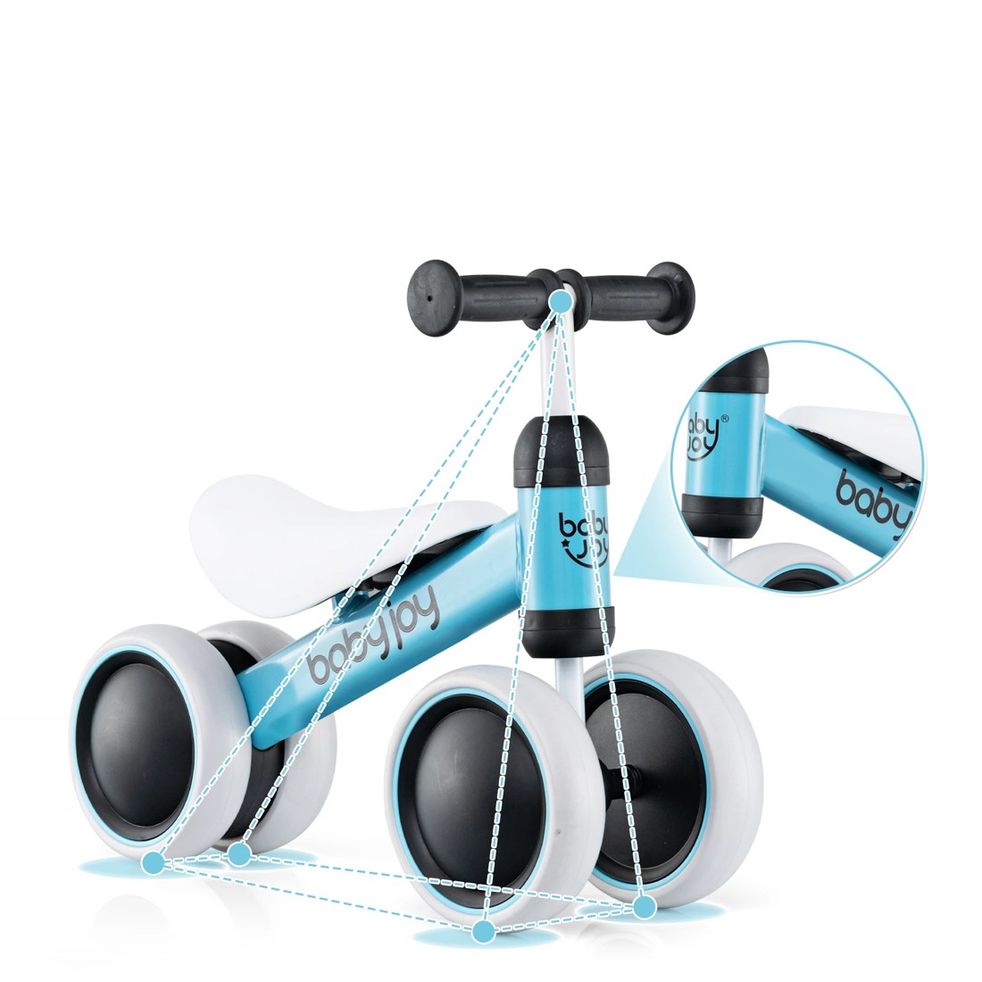 3 Costway 4 Wheels Kids Balance Bike Ride On Toy - Blue, 3 of 5