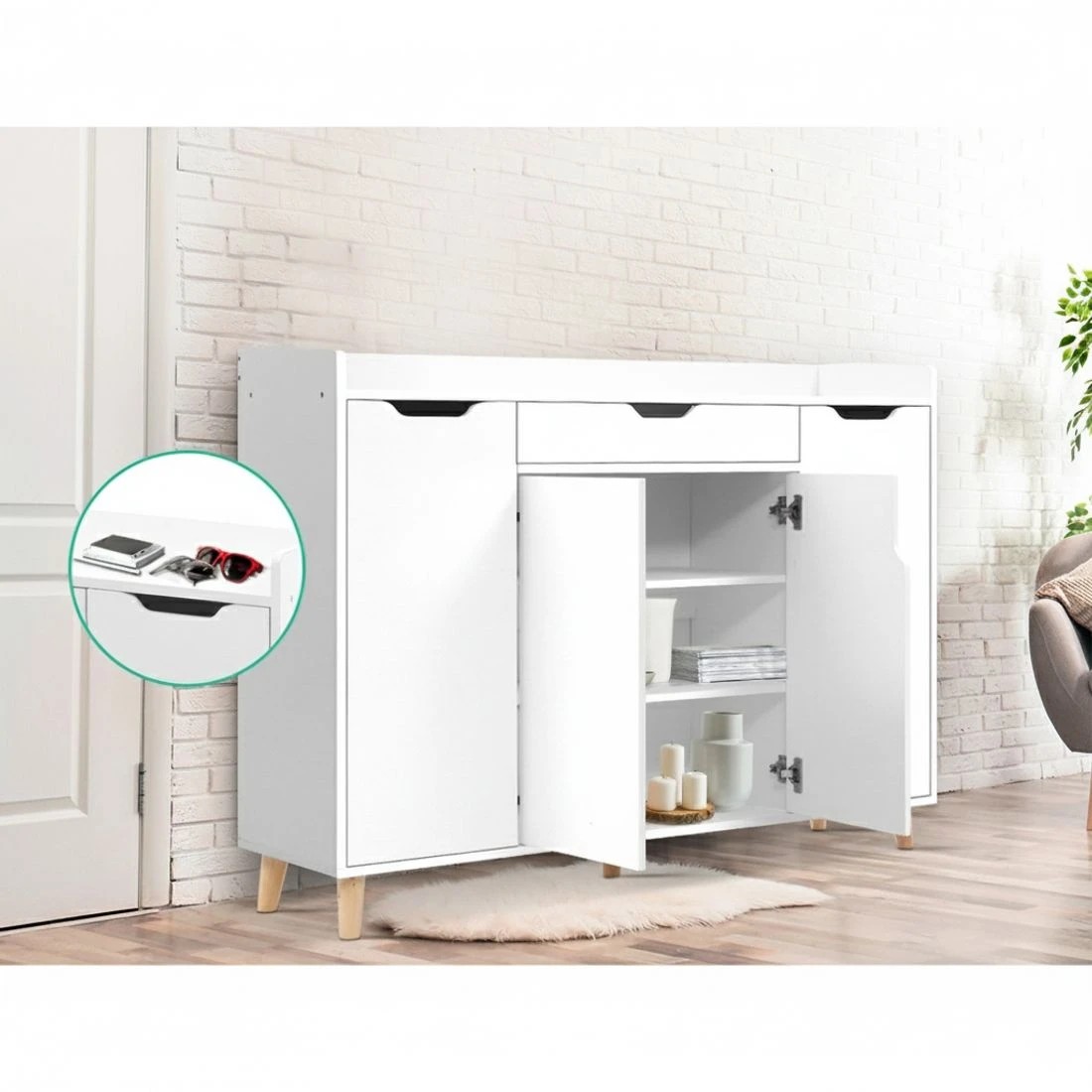 5 Artiss Shoe Rack Cabinet 26 Pairs Adjustable  Cissy - White, 5 of 5