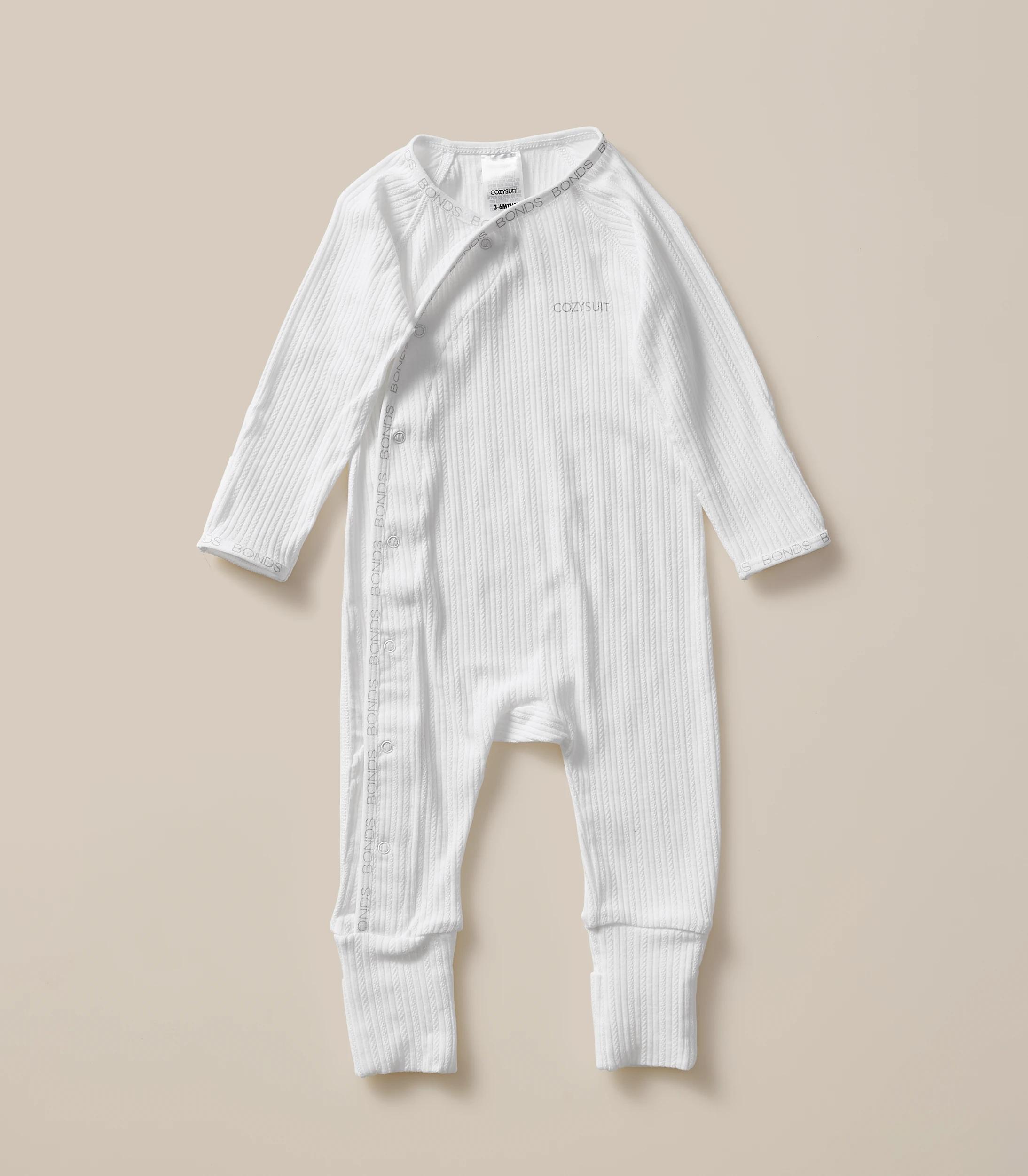 1 Bonds Baby Pointelle Cozysuit WHITE, 1 of 4