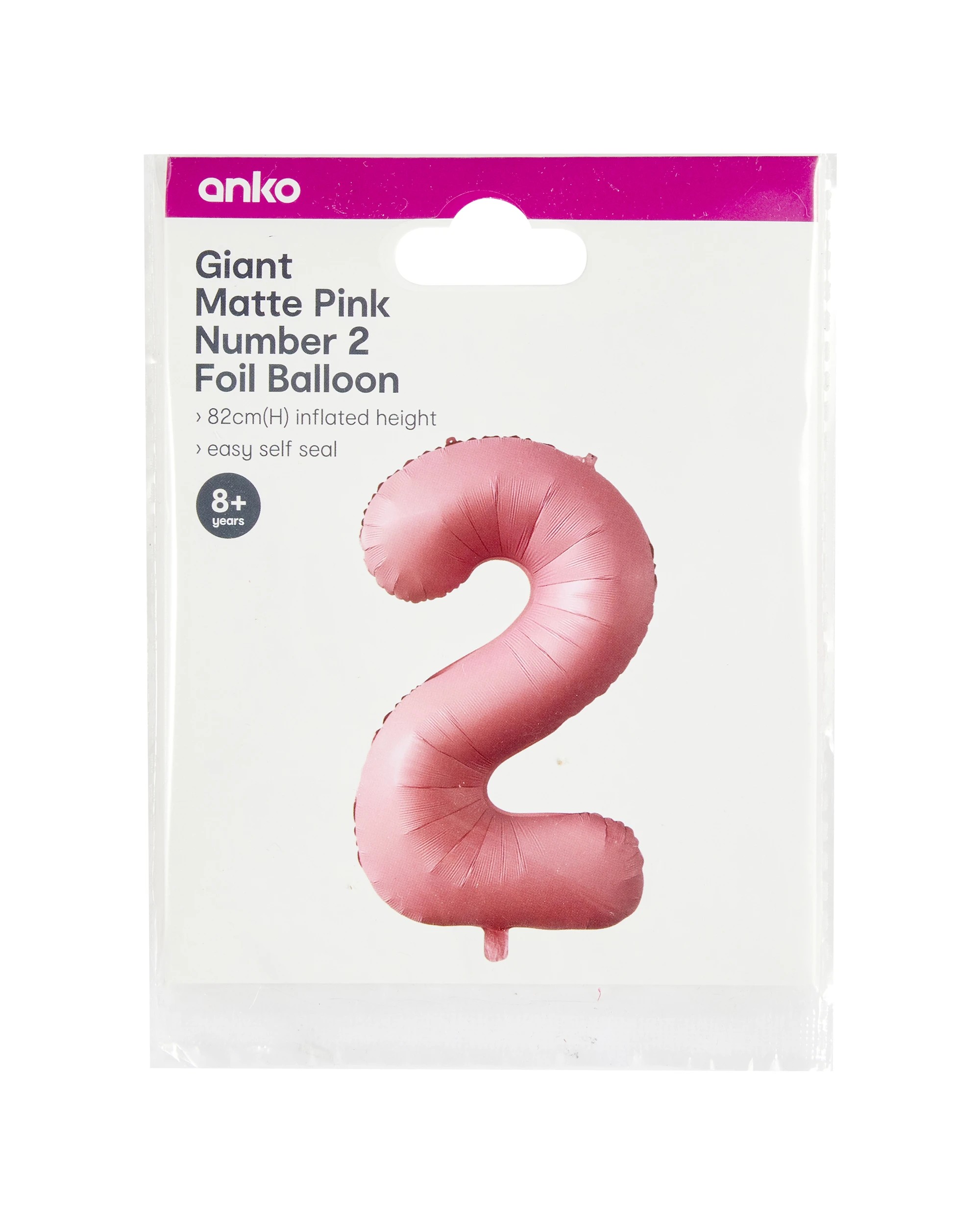 5 Giant Matte Pink Number 2 Foil Balloon, 5 of 5