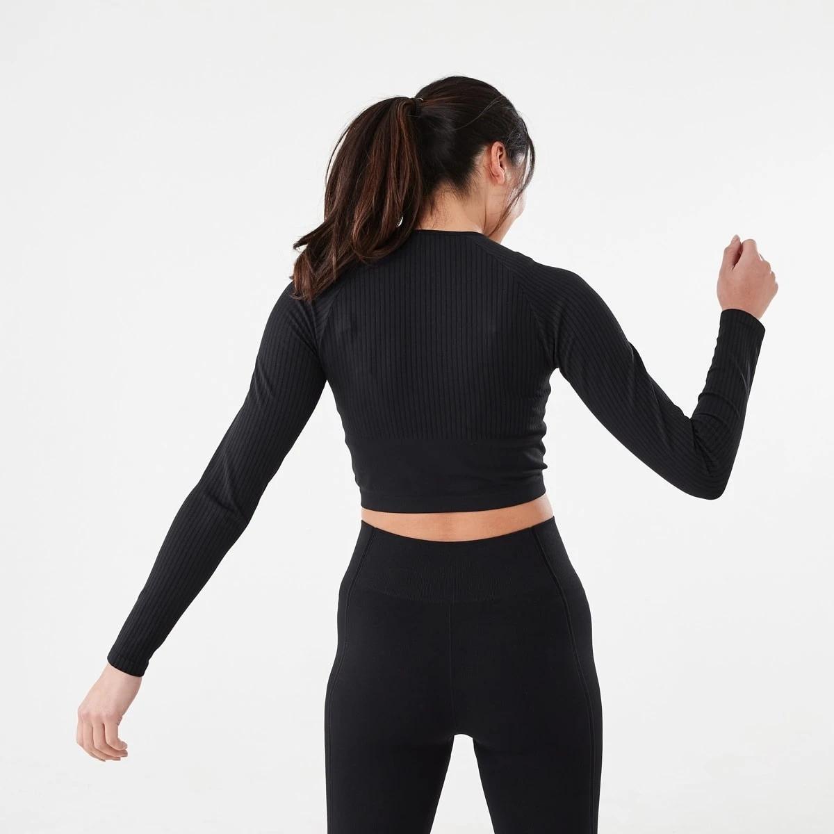3 Active Womens Long Sleeve Seamfree Top Black, 3 of 7