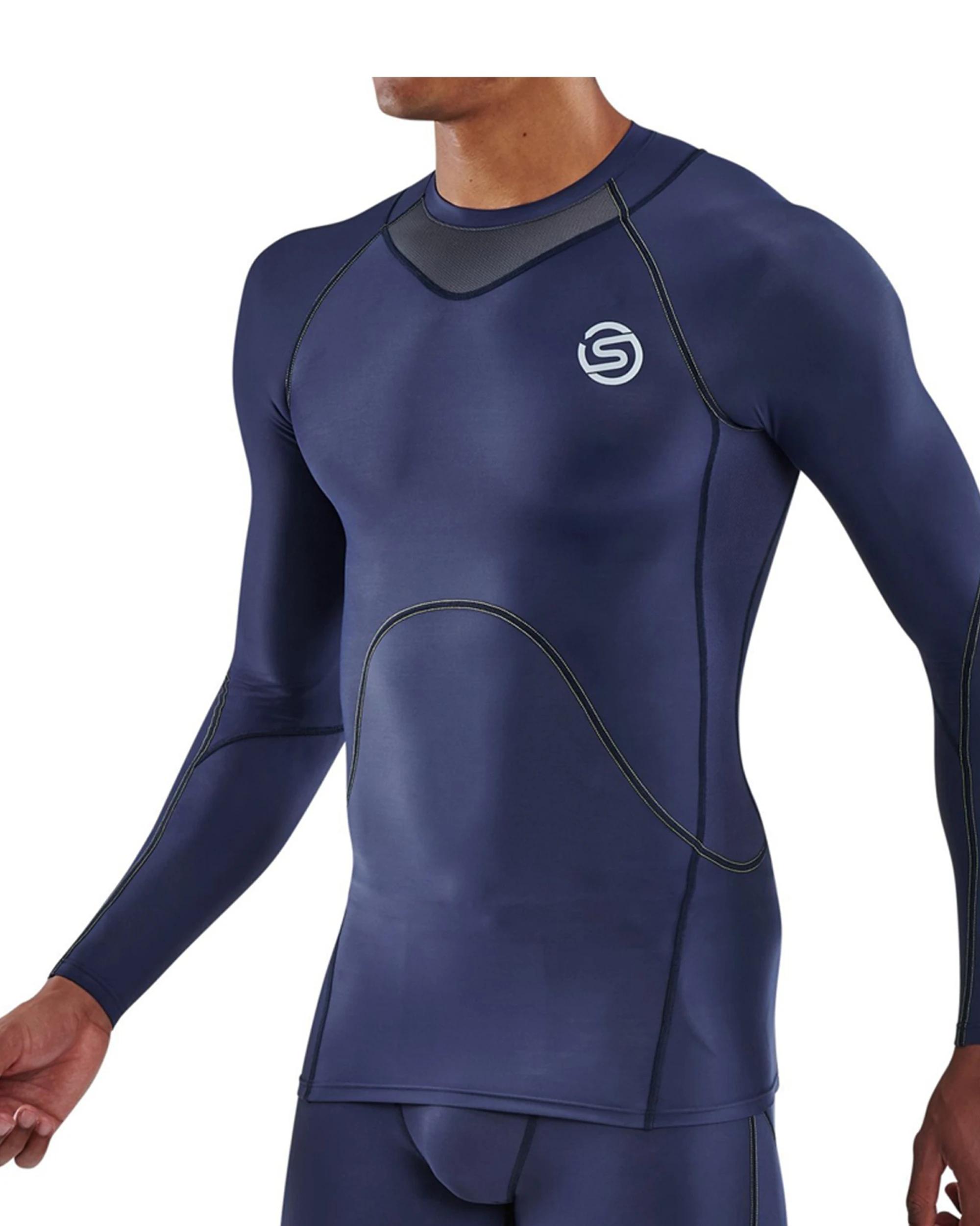 1 SKINS Compression Men's Series-3 Running/Gym Long Sleeve Top NAVY BLUE, 1 of 5
