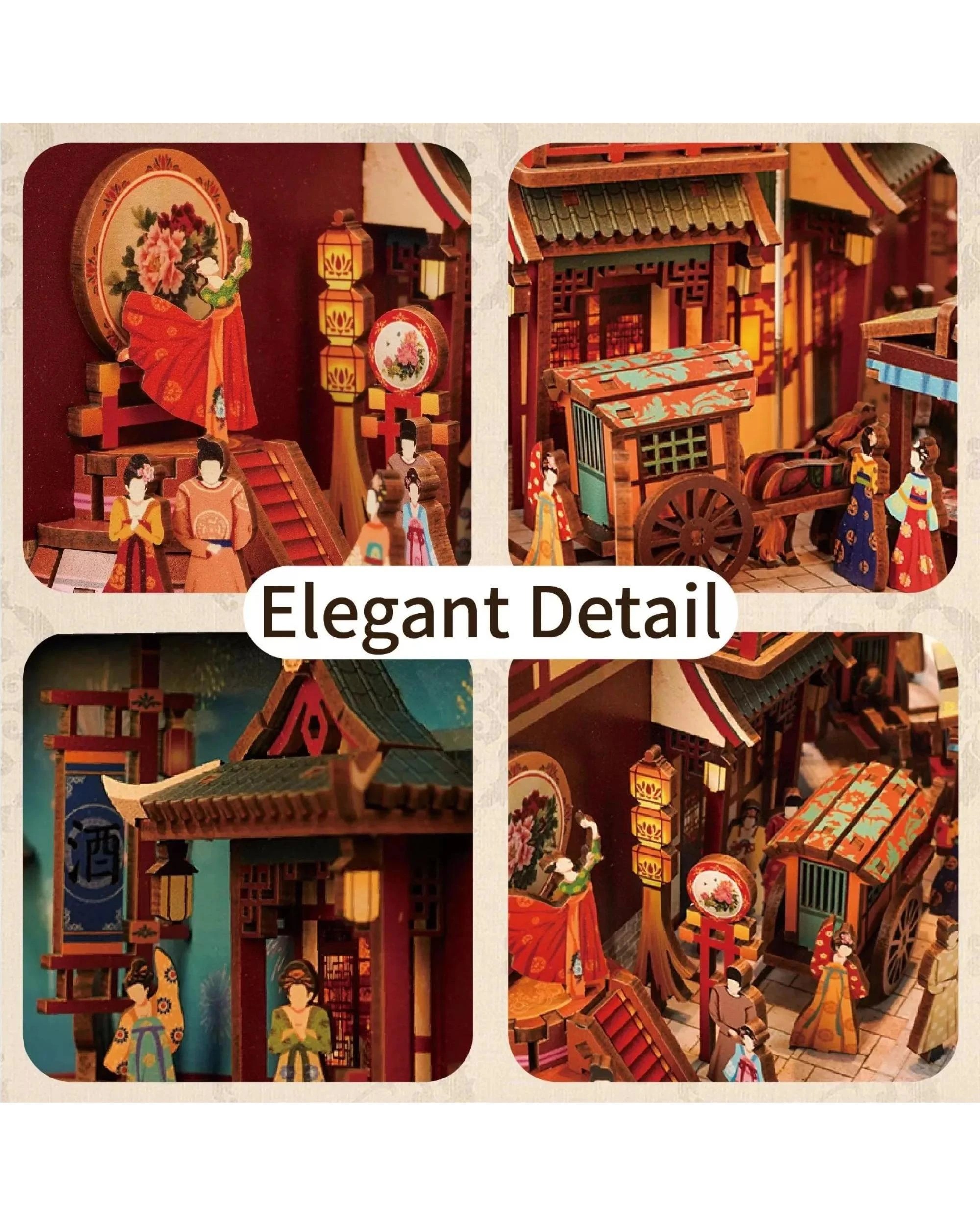 4 Tonecheer 3D Wooden Puzzle DIY Book Nook Kit - The Banquet of Tang Dynasty, 4 of 9
