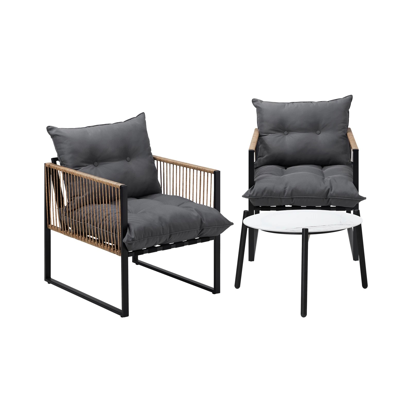 4 Livsip Outdoor Patio Set Furniture 50cm Coffee Table Rattan Chairs 3pcs
 - Multi, 4 of 10