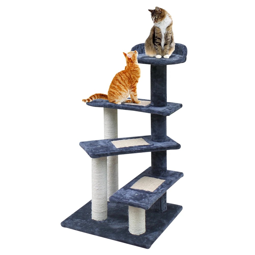 1 i.Pet Cat Tree 100cm Scratching Post Scratcher Tower Wood Condo House Trees Bed - Grey, 1 of 7