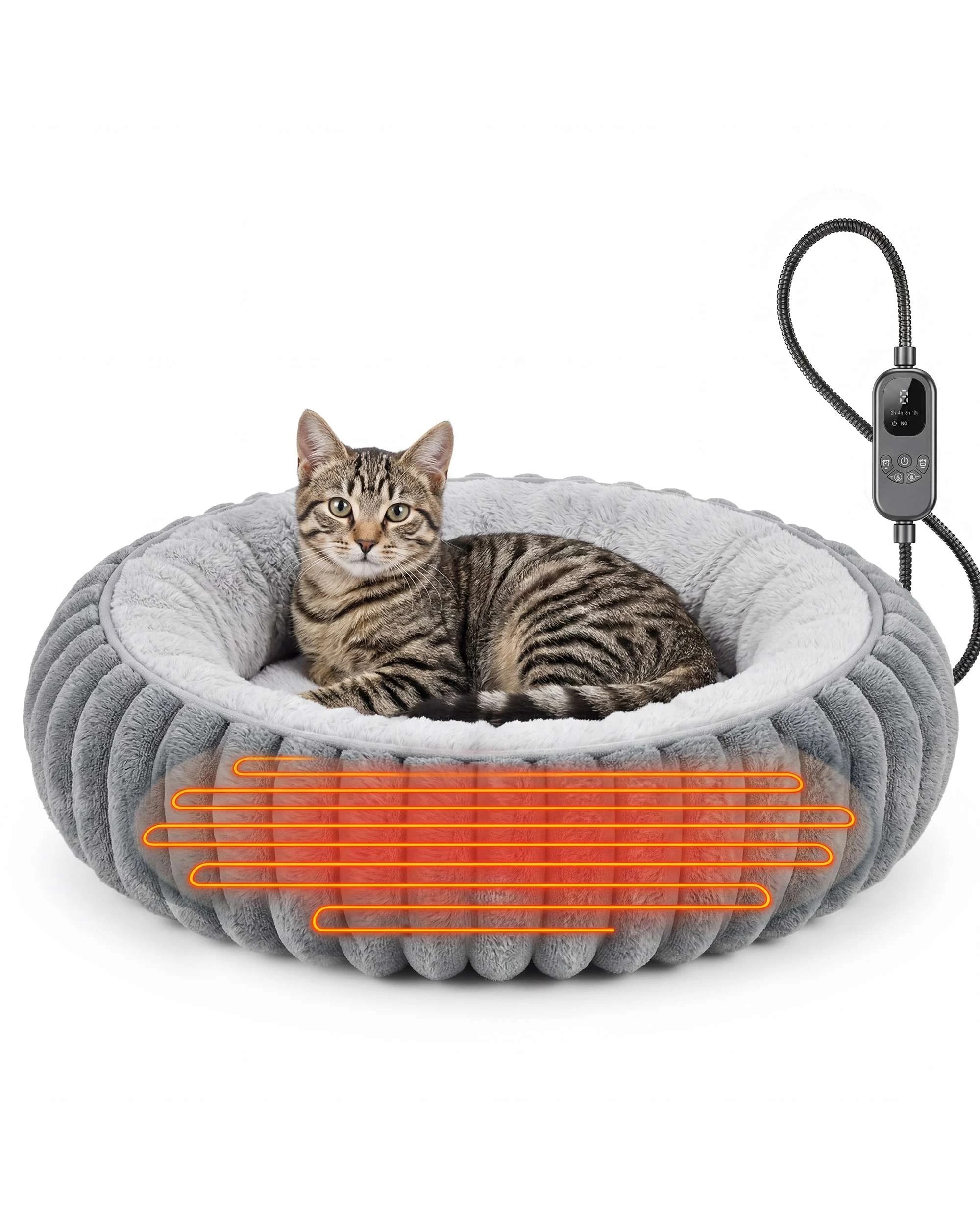 1 Advwin Heated Cat Bed Detachable Heating Pad Pet Warming Bed, 1 of 8