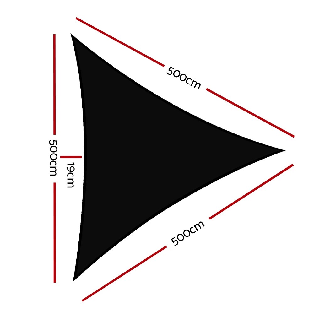 2 Instahut Shade Sail 5x5x5m Triangle 280GSM 98%   Shade Cloth - Black, 2 of 6