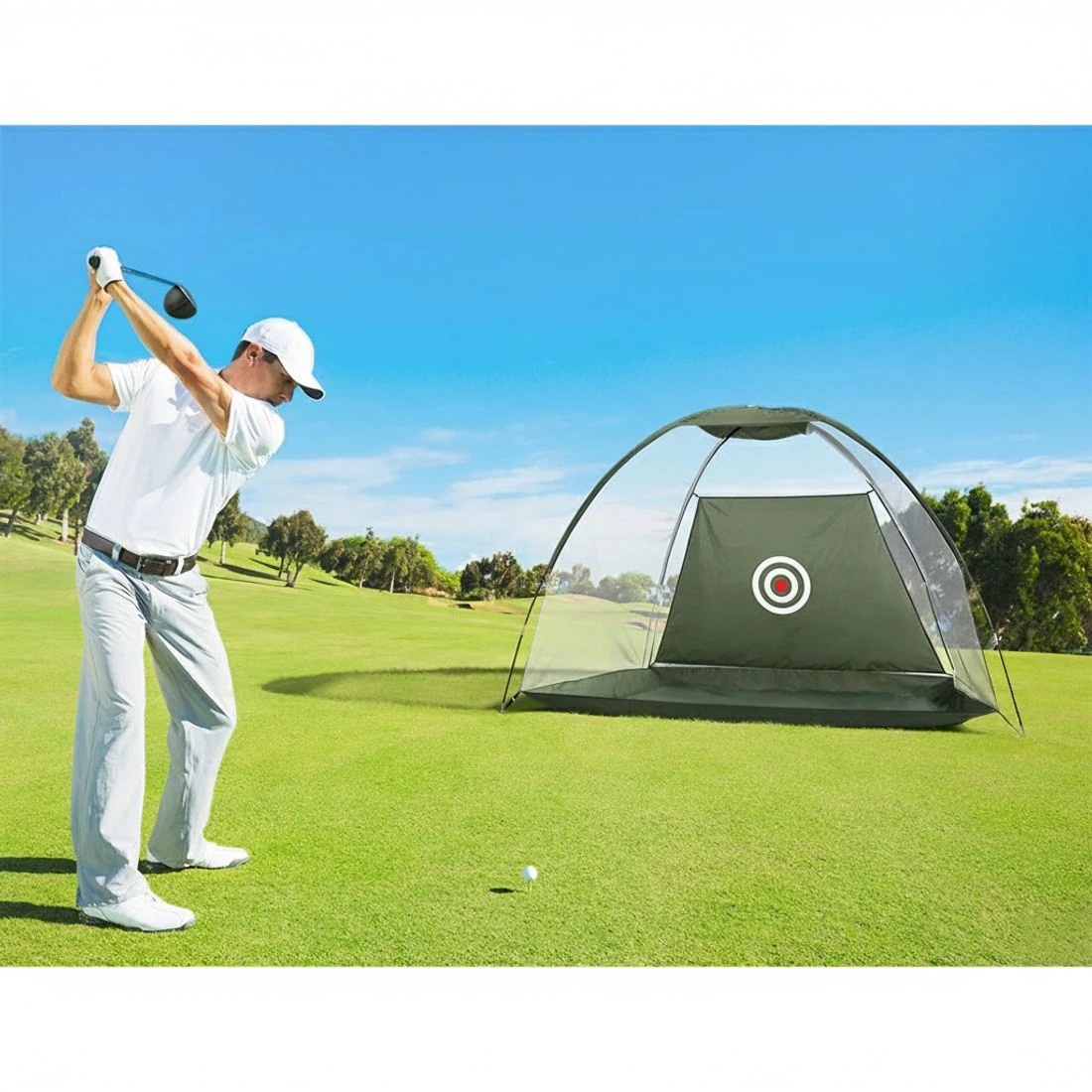 4 Everfit 3M Golf Practice Net Portable Training Aid Driving Target Tent Green - Black, 4 of 6
