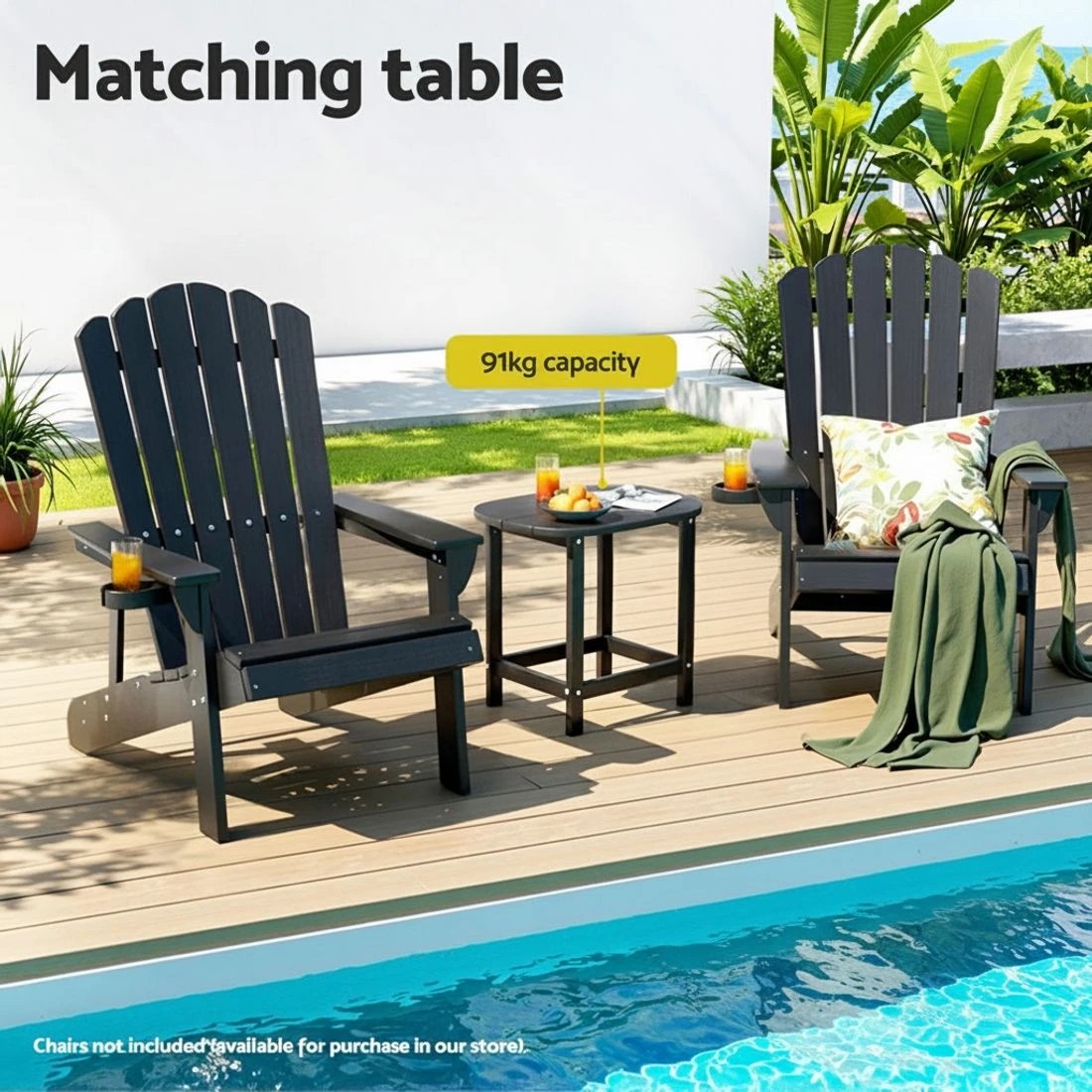 3 Gardeon Outdoor Coffee Side Table HDPE Desk Patio Furniture Camping Garden - Black, 3 of 6