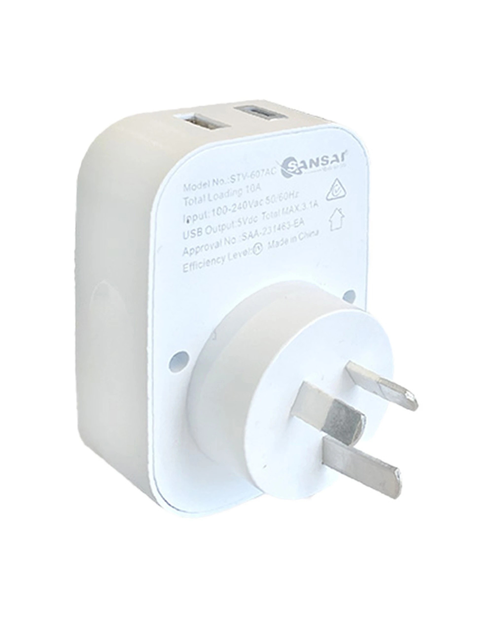 3 Sansai Worldwide Travel Adaptor USB-C A USA Canada Europe to AU NZ Plug - White, 3 of 3