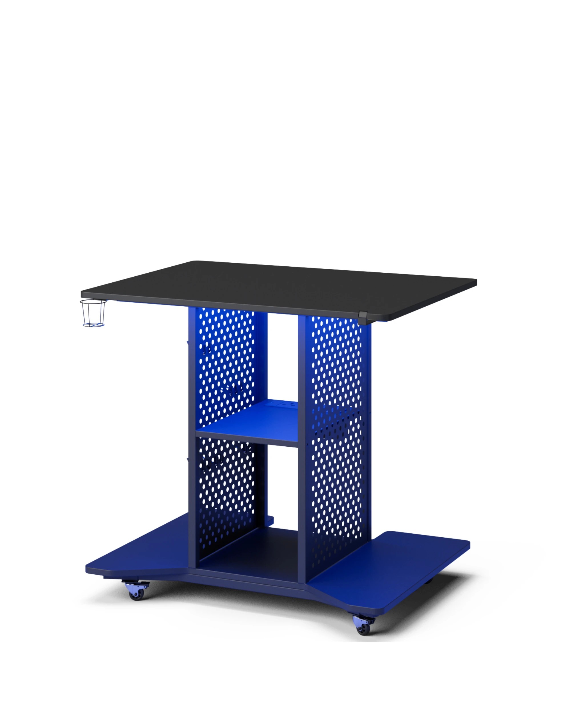 7 Movable Gaming Desk with LED Lights & Power Outlet, 7 of 8