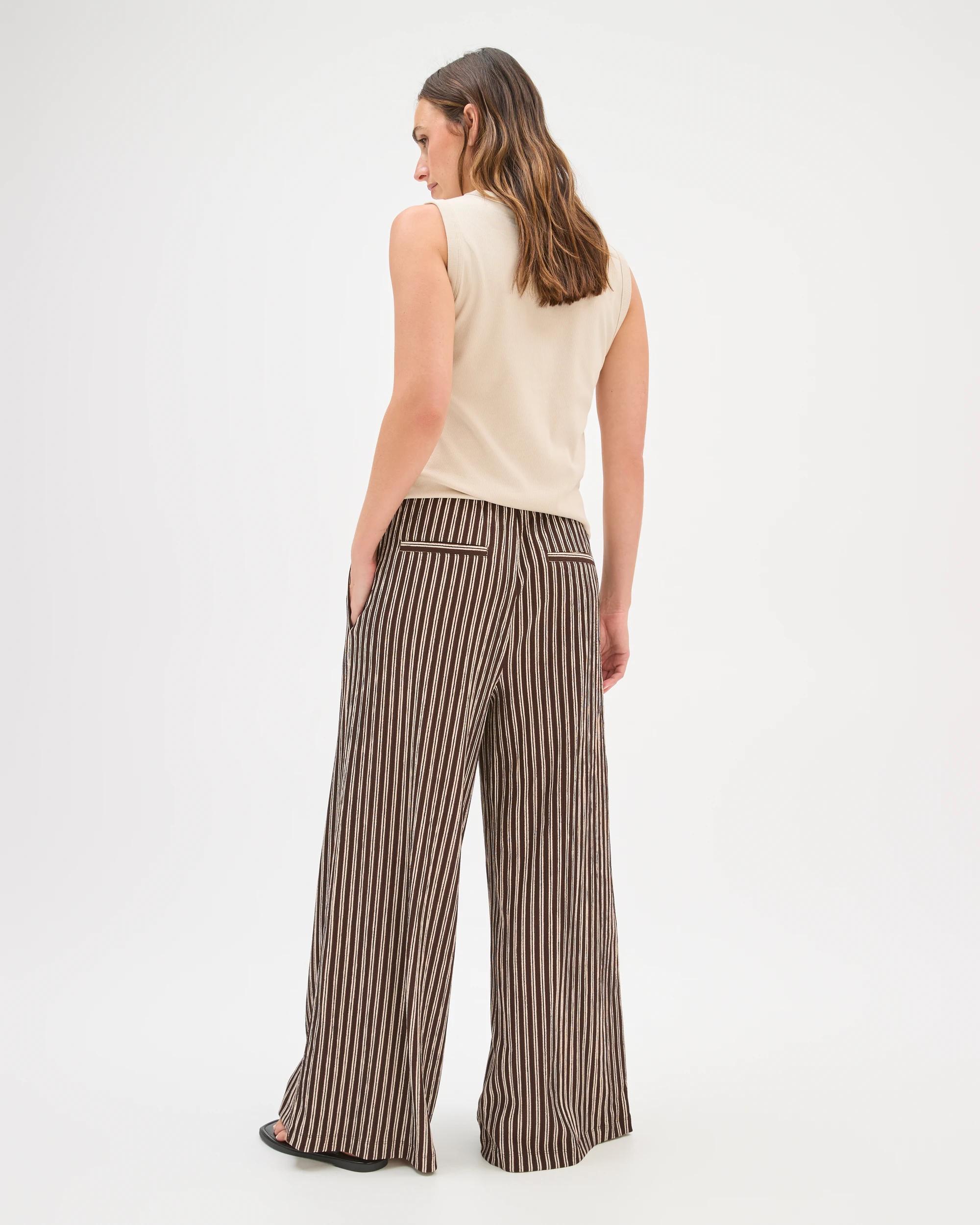 7 Target Woman Pull On Textured Wide Leg Pants COFFEE BEAN/BLACK STRIPE, 7 of 7